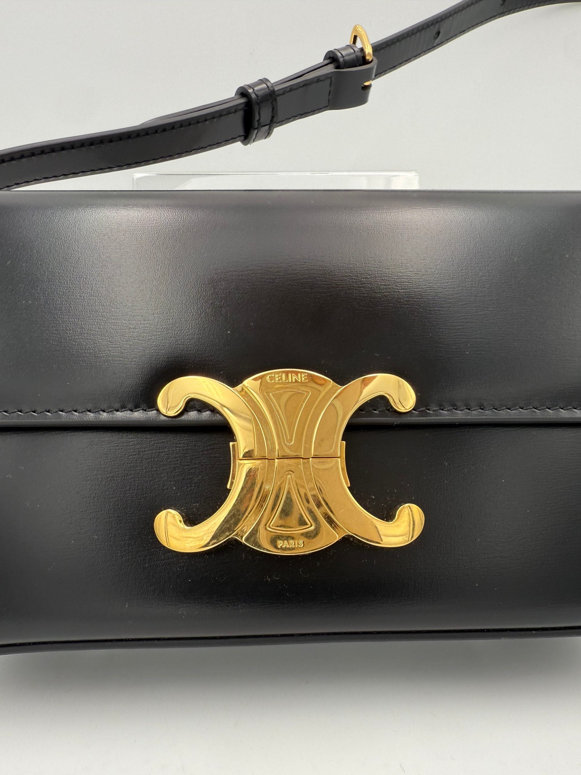 Celine CELINE CLAUDE TRIOMPHE Black Handbag