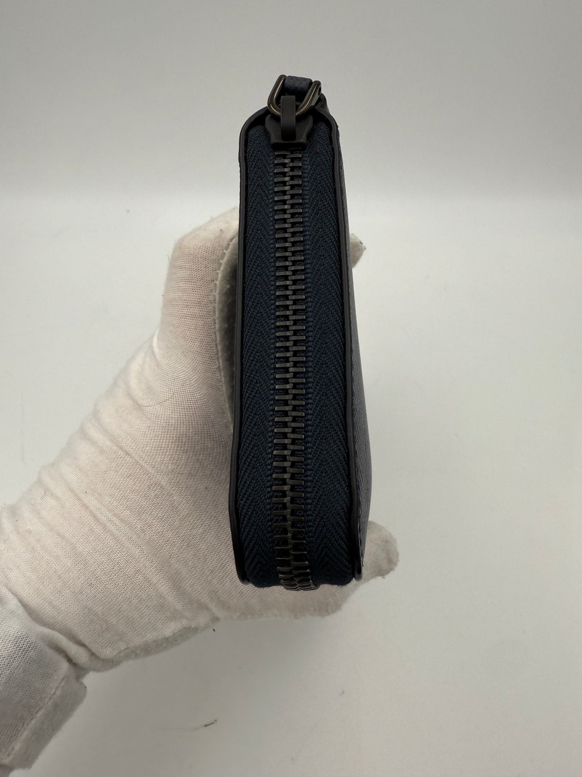 Prada PRADA Zip in Blue Saffiano Wallet