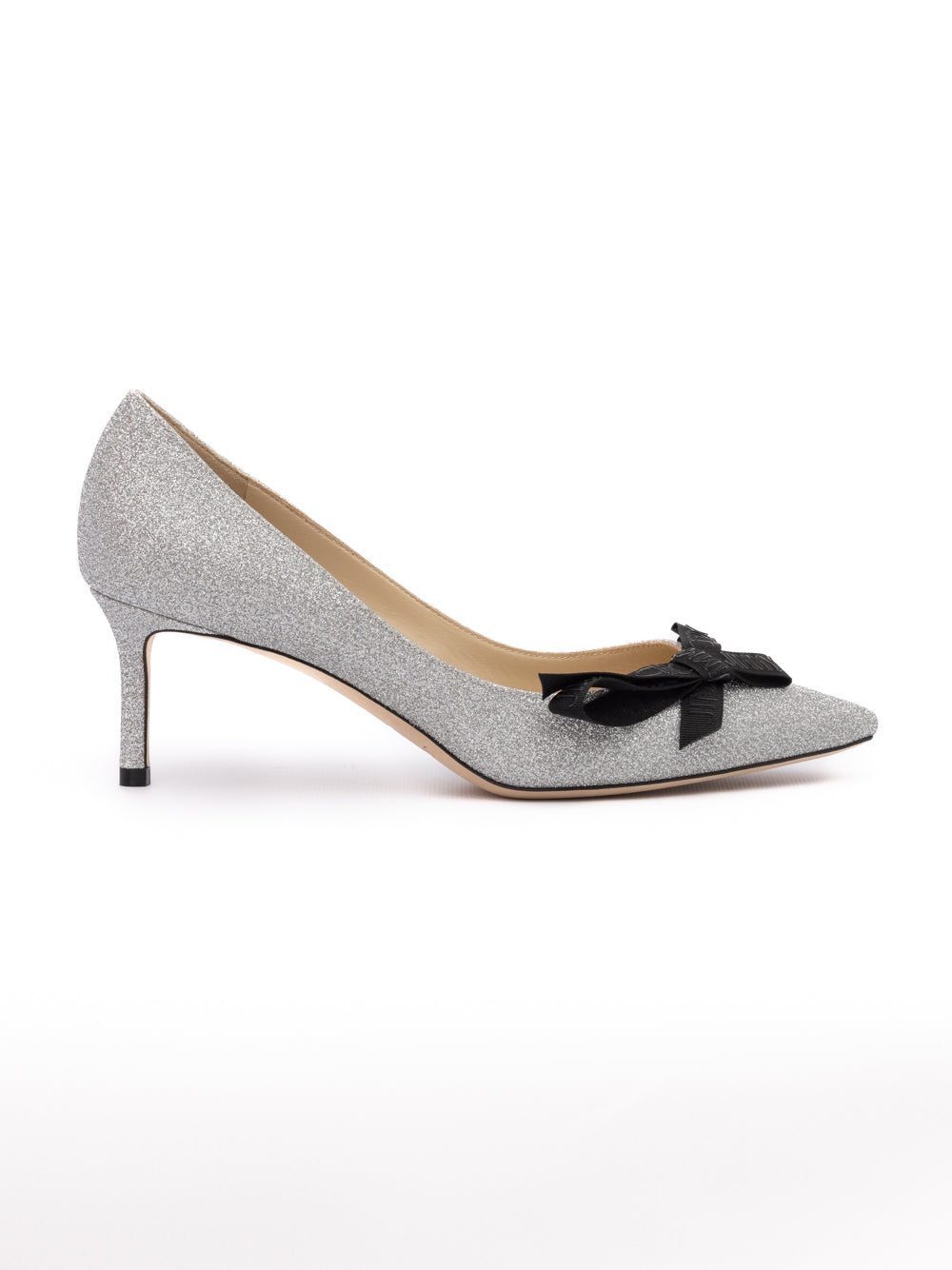 Jimmy Choo Silver Fine Glitter Fabric Romy 60 Pumps