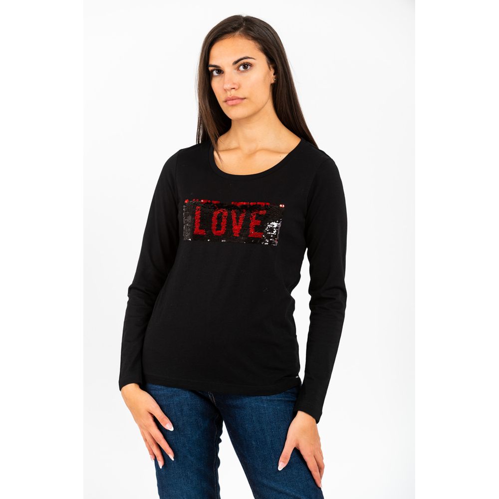 Gas Black Cotton Long Sleeve T-Shirt