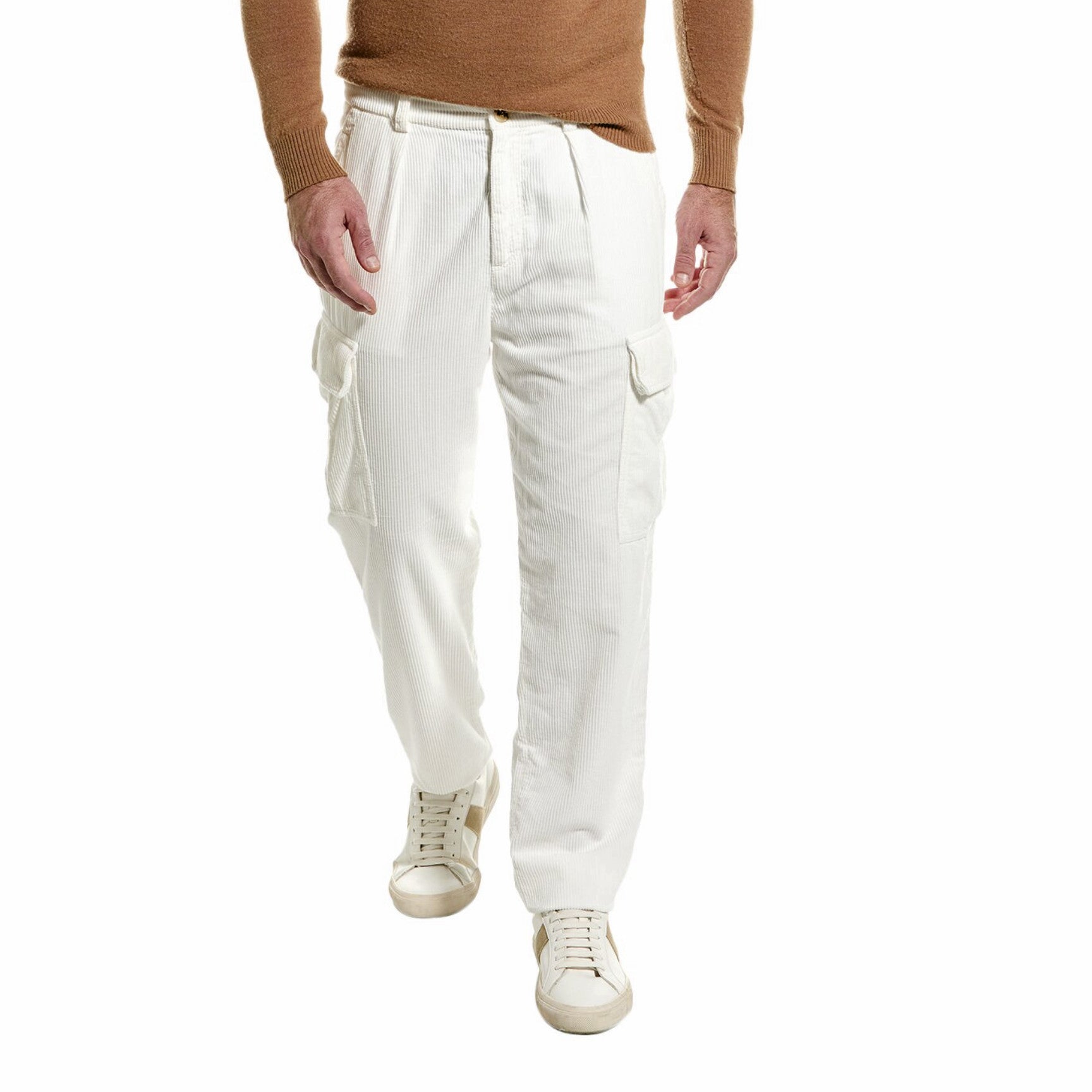 Brunello Cucinelli White Cotton Cargo Pants