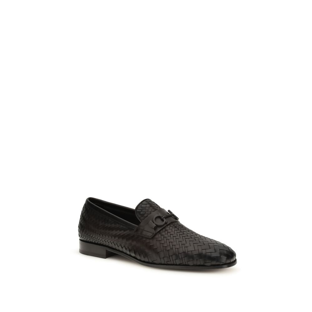 Ferragamo Brown Calf Leather Bos Taurus Slip-On Loafers