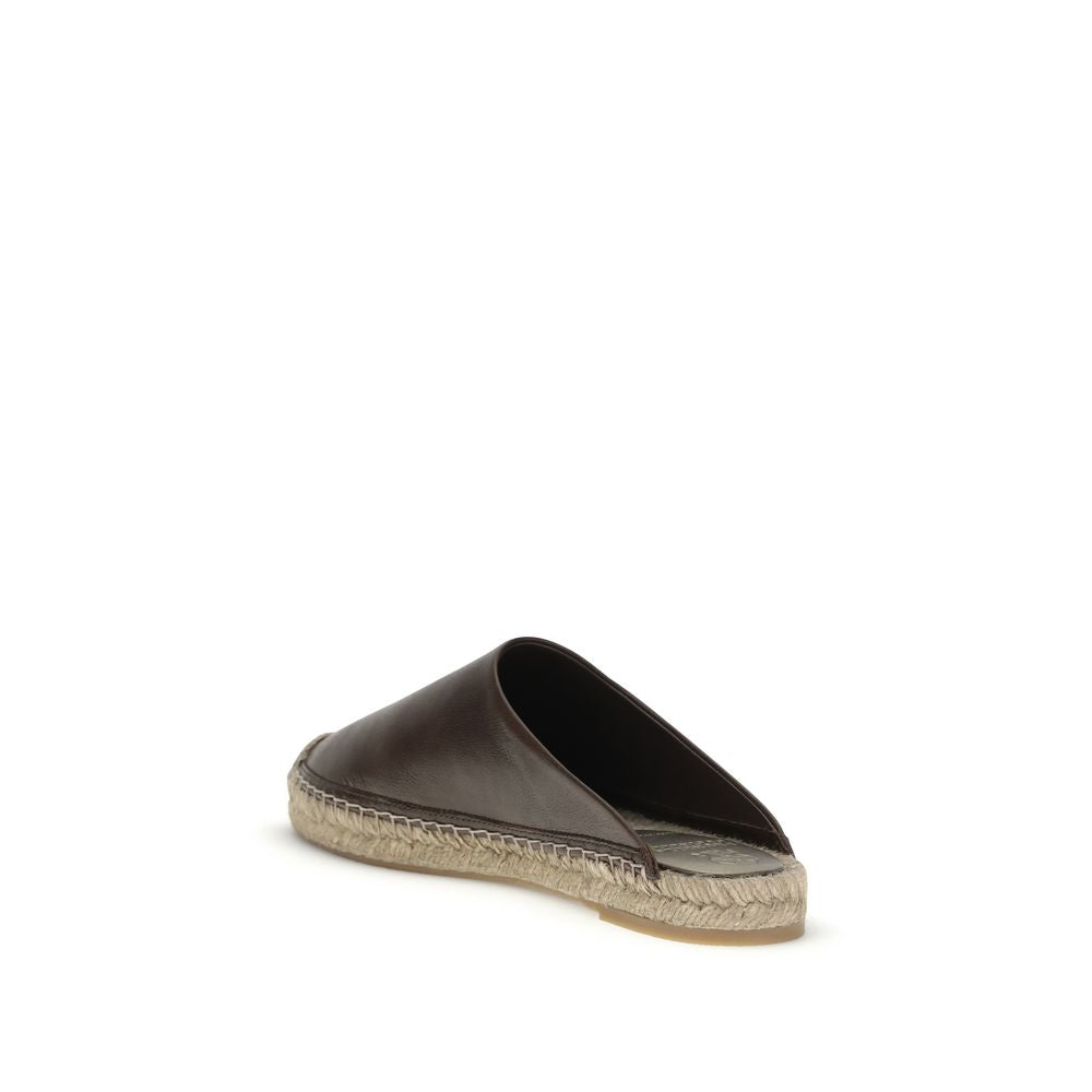 Brunello Cucinelli Brown Calf Leather Bos Taurus Mules