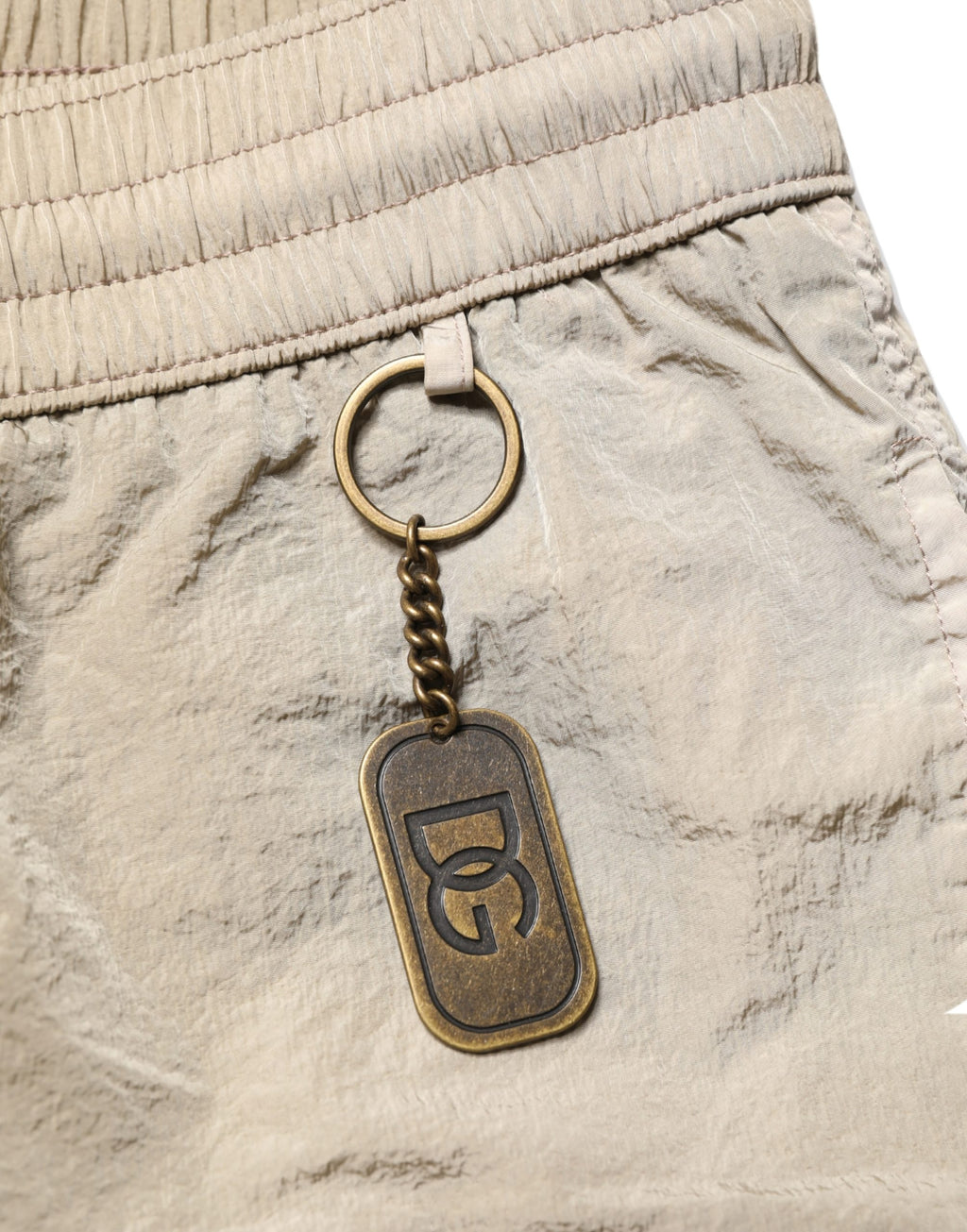 Dolce & Gabbana Braune Nylon-Bade-Shorts mit Kordelzug Bademode