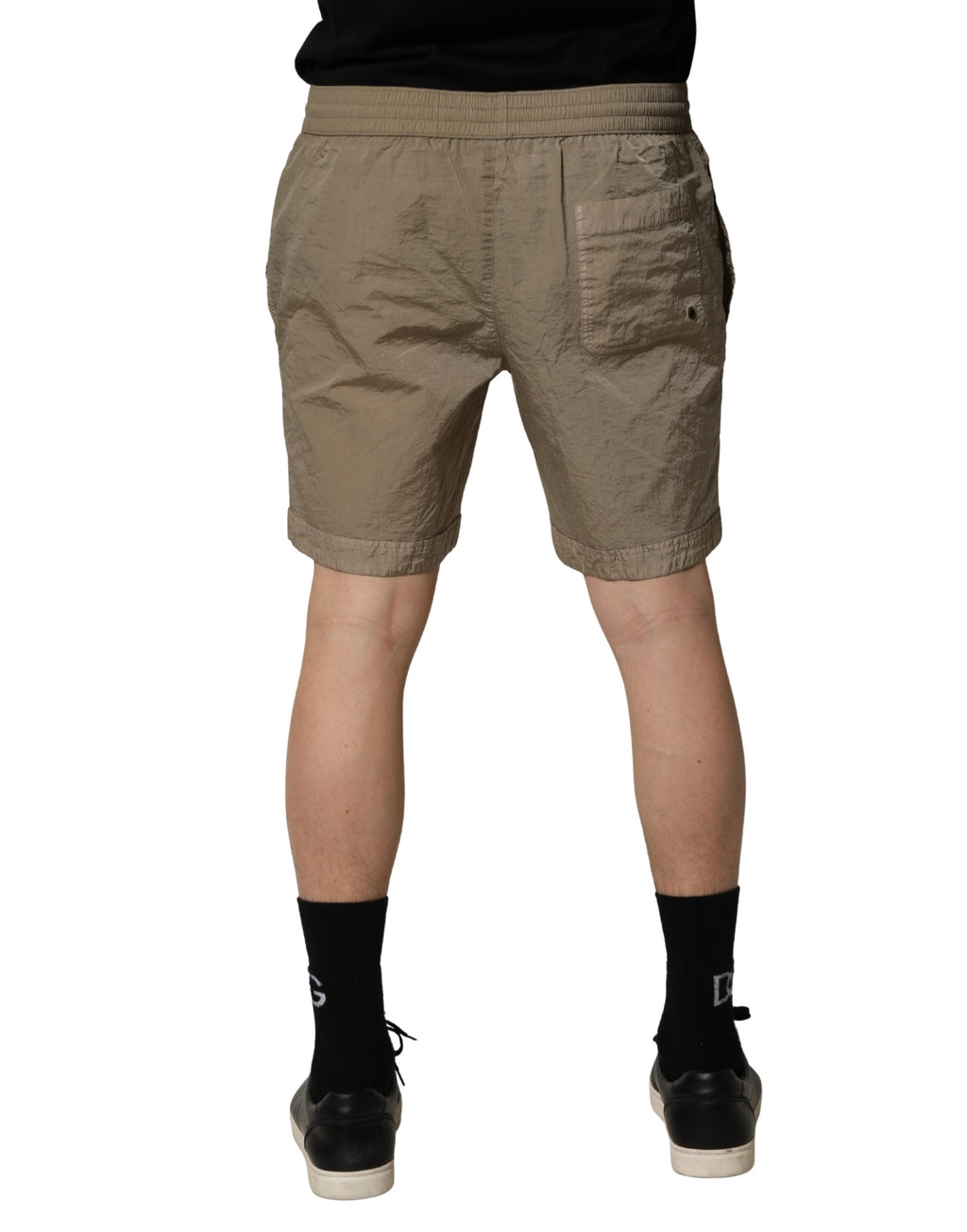 Dolce & Gabbana Braune Nylon-Bade-Shorts mit Kordelzug Bademode