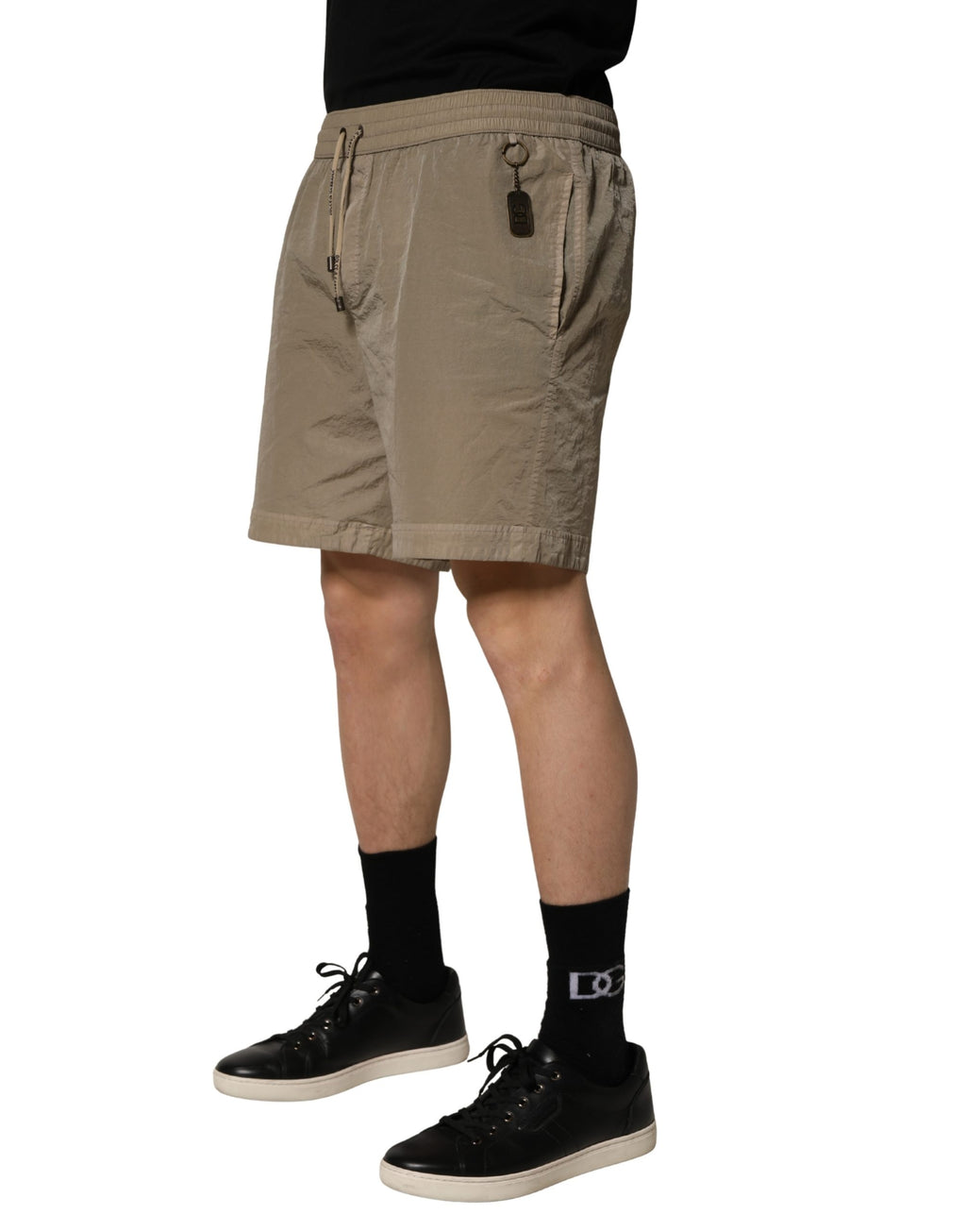 Dolce & Gabbana Braune Nylon-Bade-Shorts mit Kordelzug Bademode