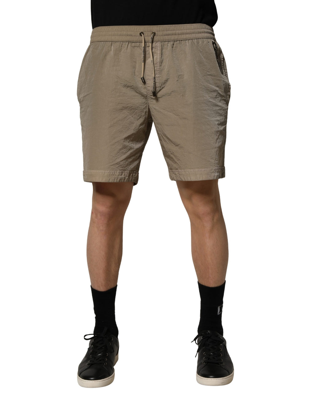 Dolce & Gabbana Braune Nylon-Bade-Shorts mit Kordelzug Bademode
