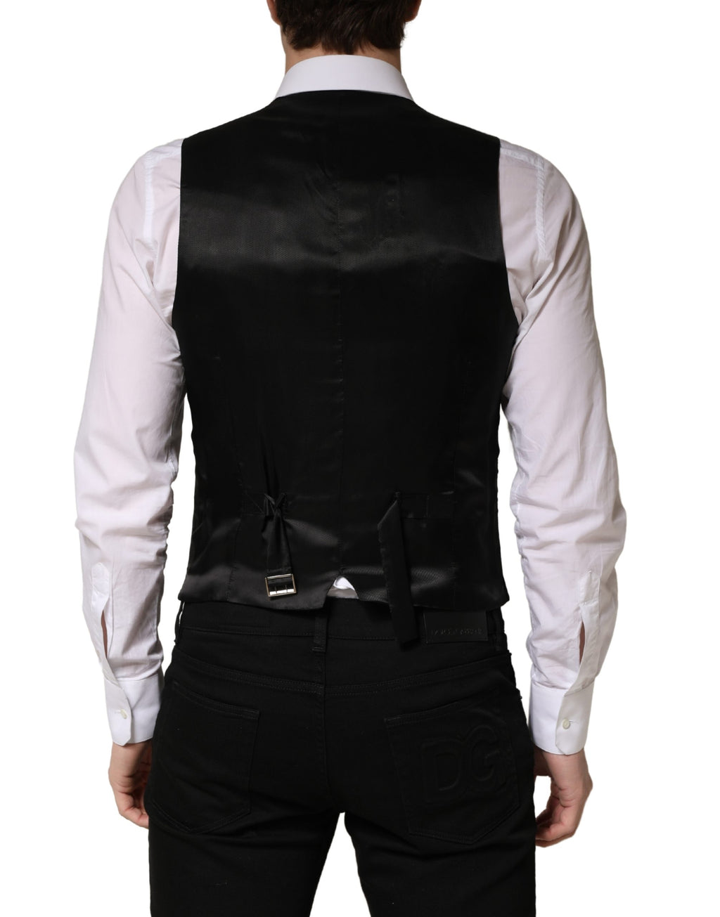 Dolce & Gabbana Zwart Wollen Enkele Rij Knoop Heren Gilet Vest
