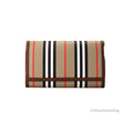 Burberry Hannah Icon Stripe Archive Tan E-Canvas Leather Wallet Crossbody Bag