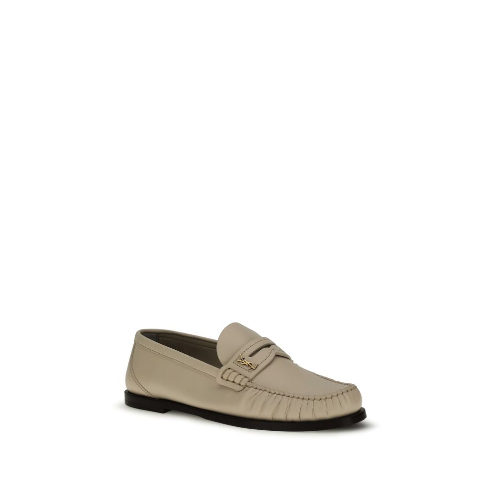 Saint Laurent Beige Calf Leather Bos Taurus Slip-On Loafers