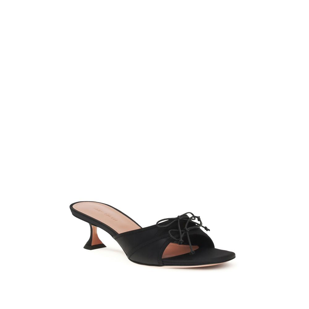 Amina Muaddi Black Silk Sandals