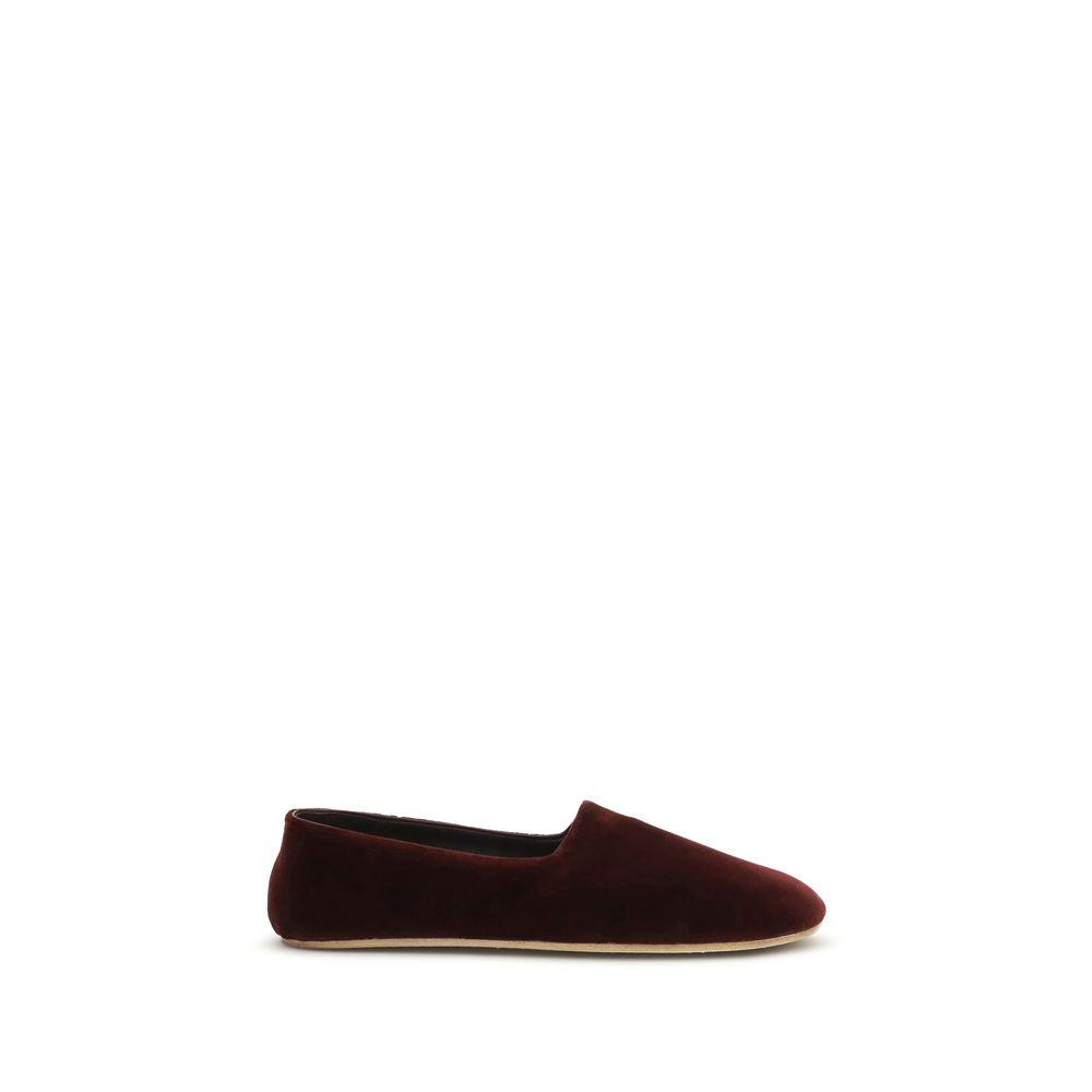 The Row Bordeaux Cotton Slip-On Loafers