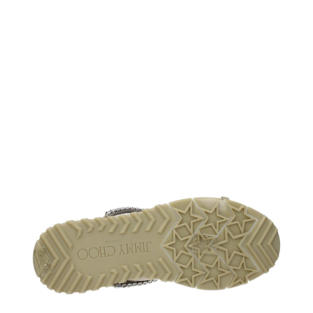 Jimmy Choo Beige Fabric Slip-On Loafers