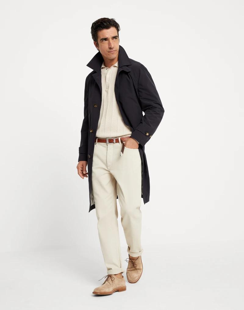 Brunello Cucinelli Blue Polyester Trench Coat