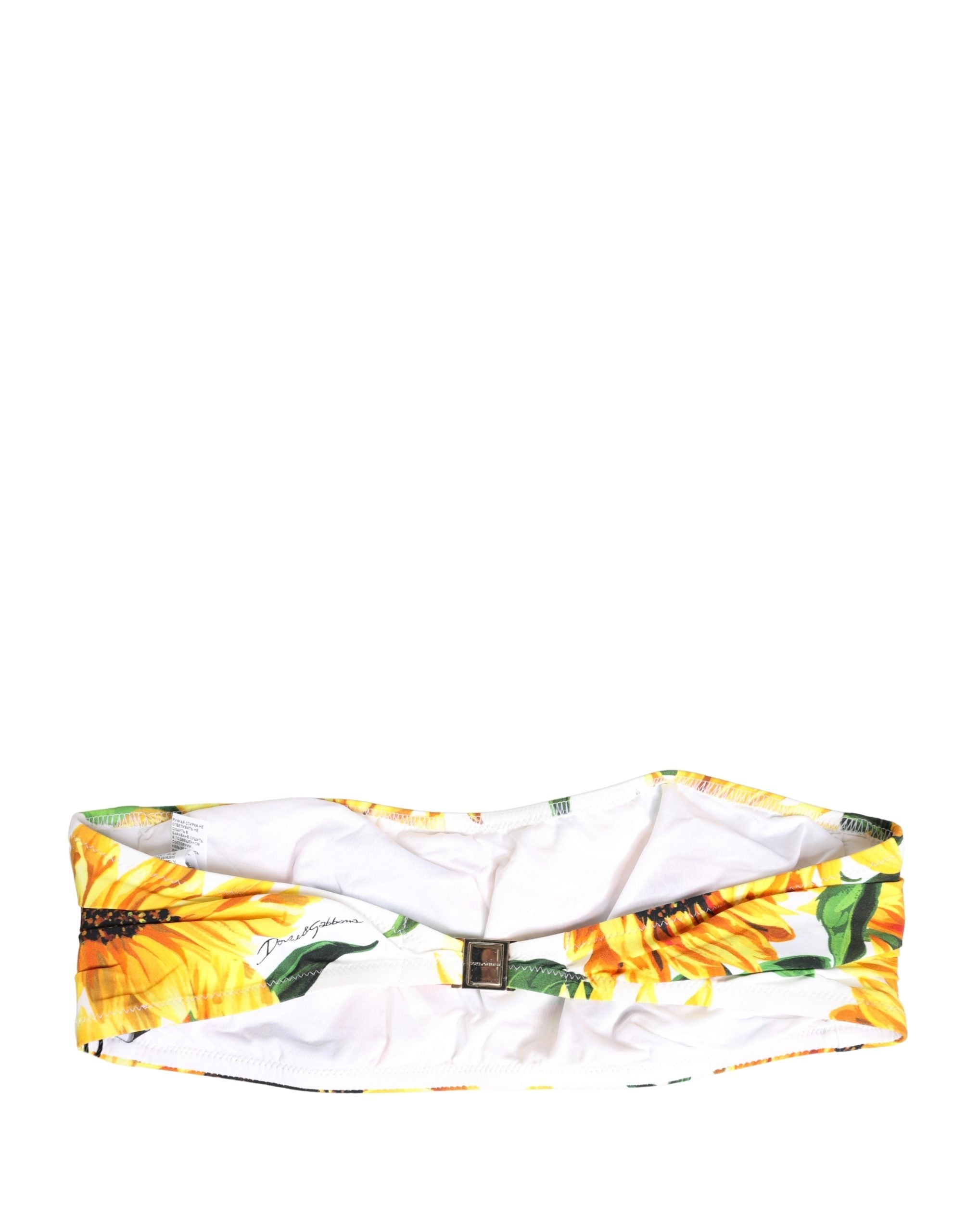 Dolce & Gabbana Multicolor Sunflower Print Bandeau Top Swimwear