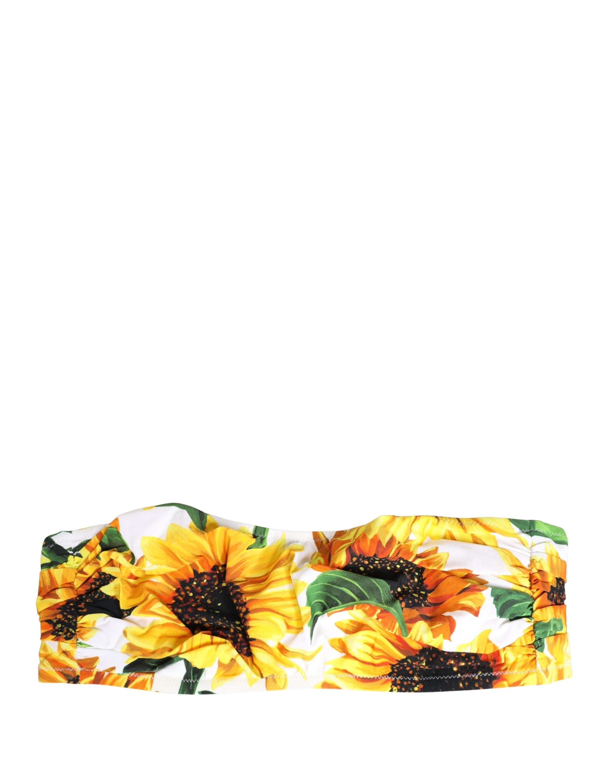 Dolce & Gabbana Multicolor Sunflower Print Bandeau Top Swimwear