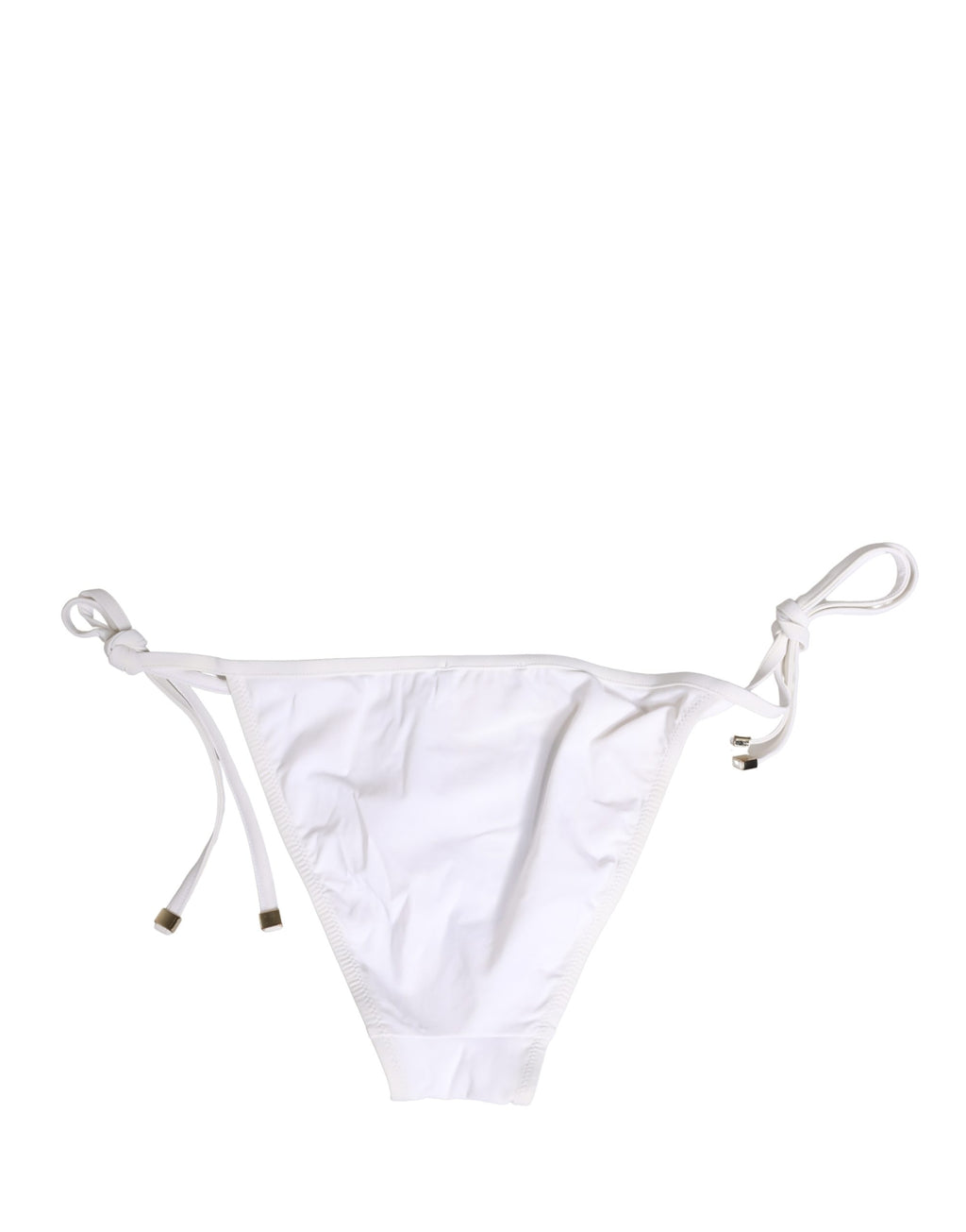 Dolce & Gabbana White Nylon DG Logo Plaque Bikini Bottom Swimwear