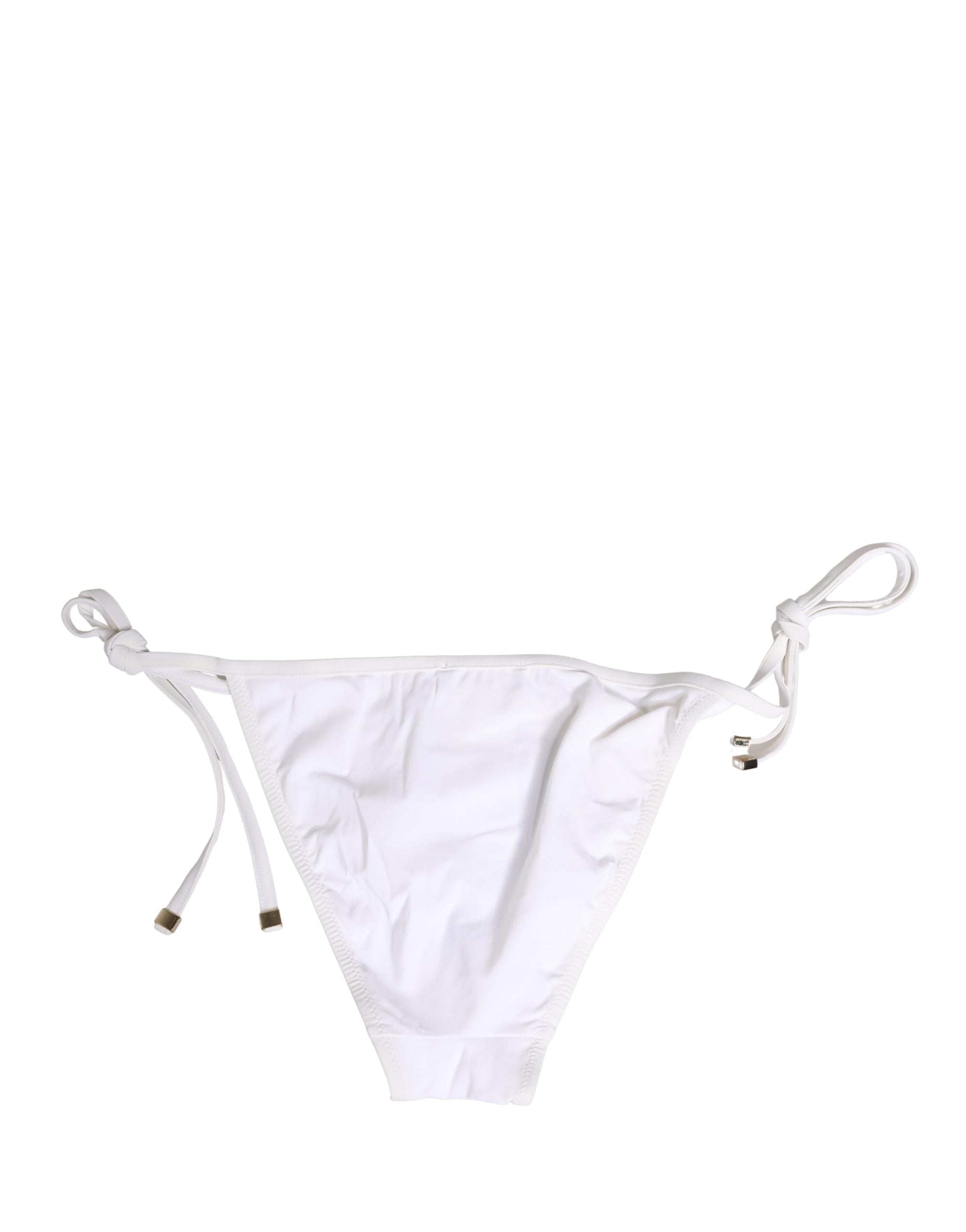 Dolce & Gabbana White Nylon DG Logo Plaque Bikini Bottom Swimwear