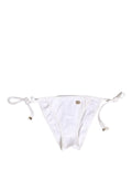 Dolce & Gabbana White Nylon DG Logo Plaque Bikini Bottom Swimwear