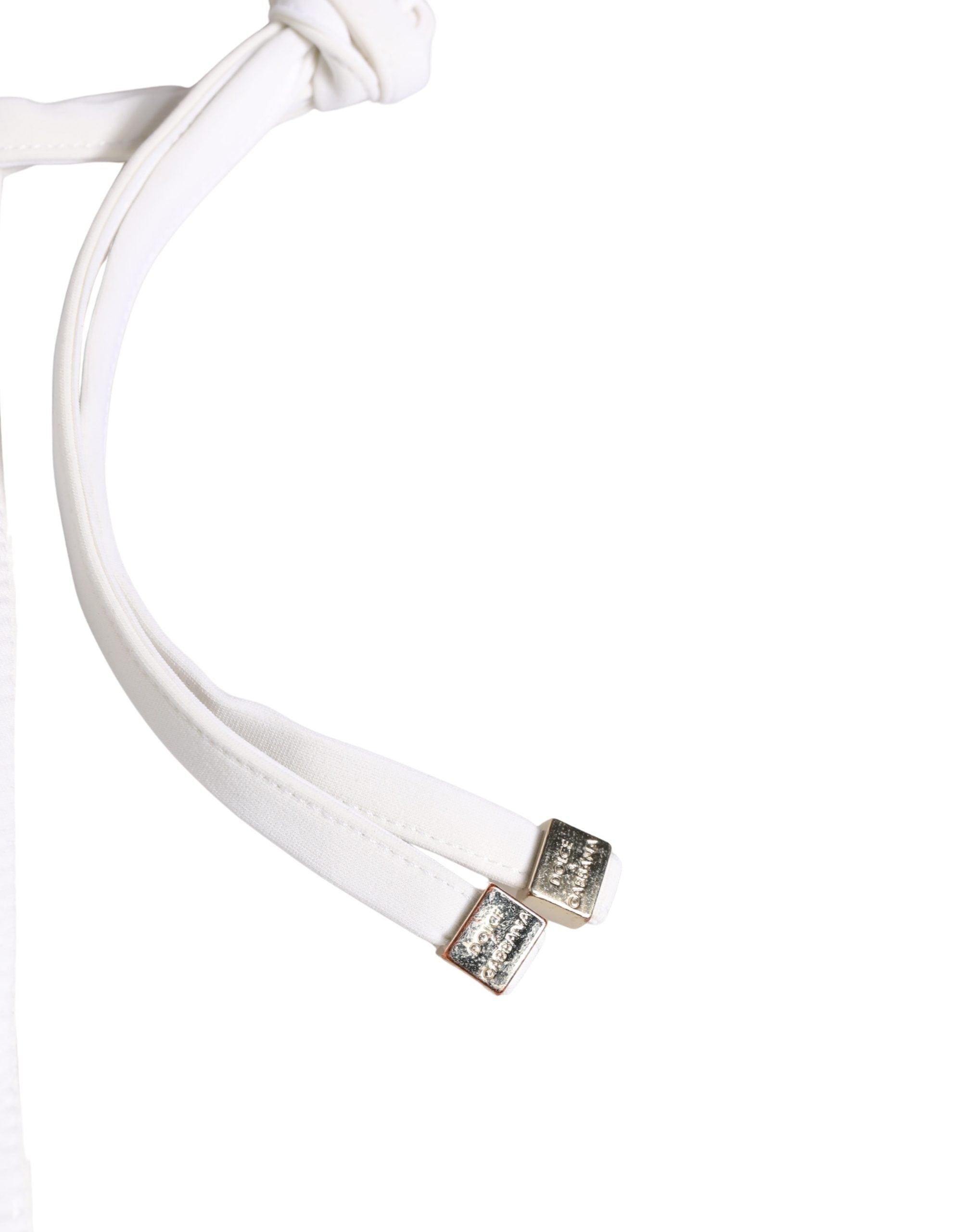 Dolce & Gabbana White Nylon DG Logo Plaque Bikini Bottom Swimwear