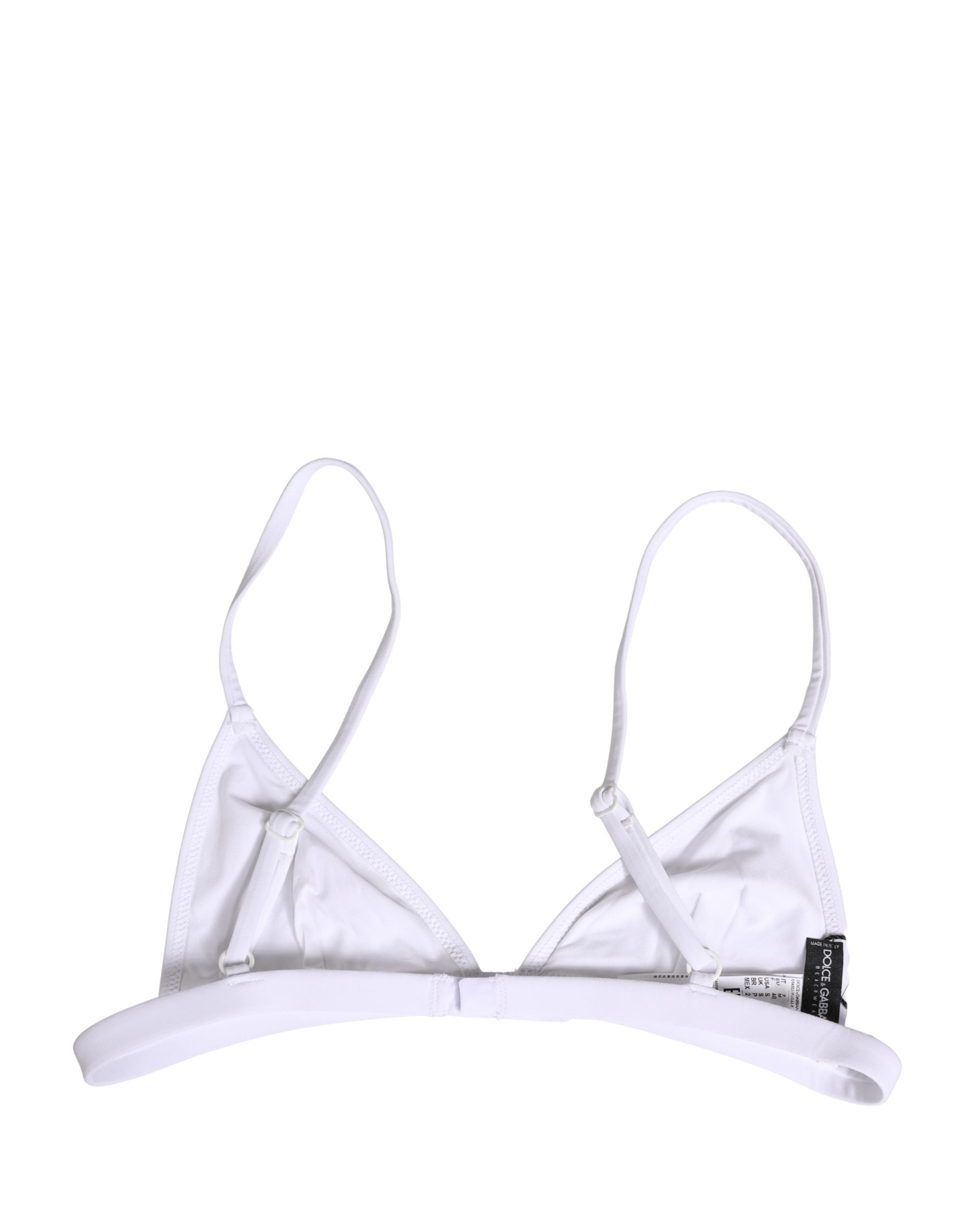 Dolce & Gabbana White Nylon Triangle Beachwear Bikini Top Swimwear