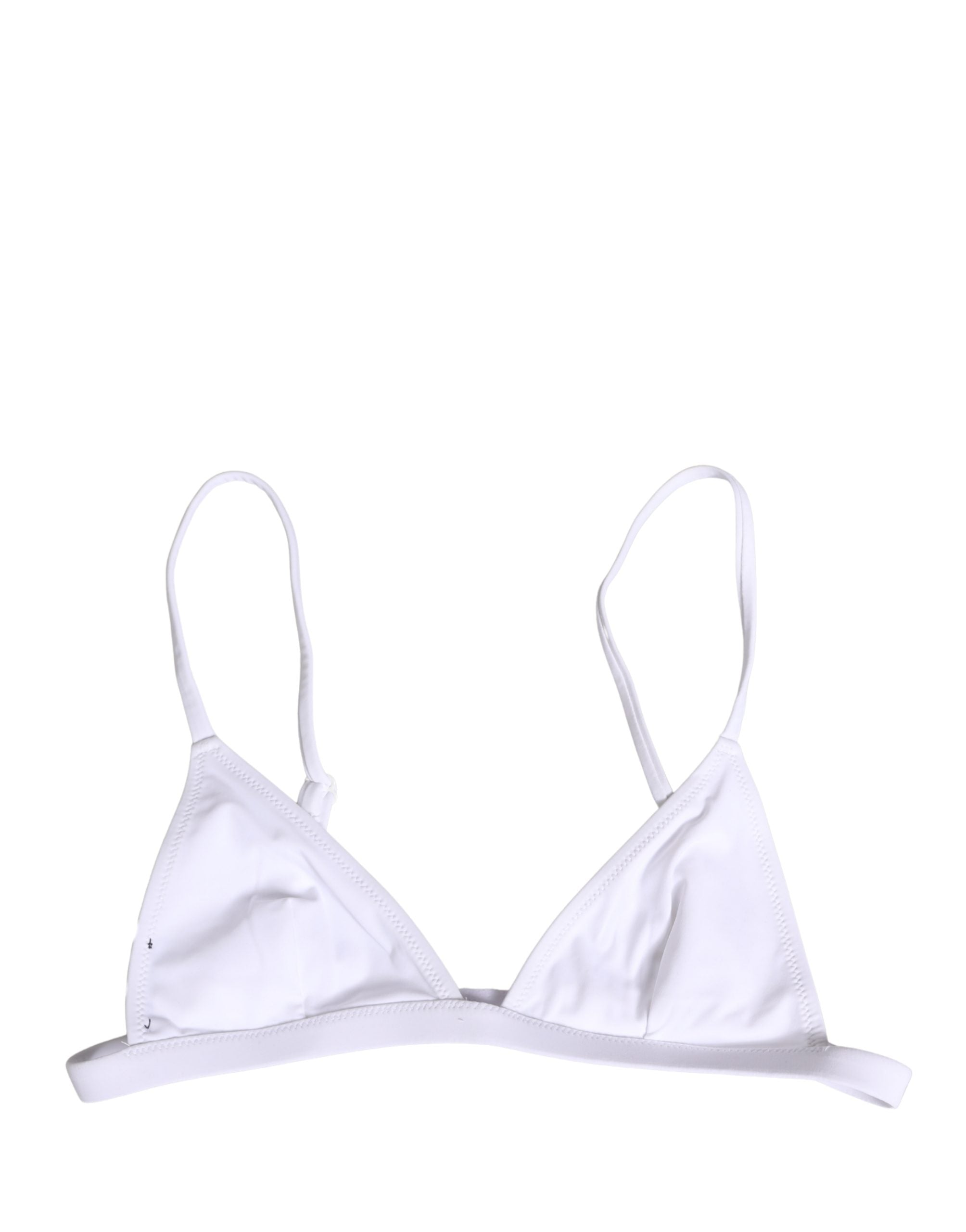 Dolce & Gabbana White Nylon Triangle Beachwear Bikini Top Swimwear