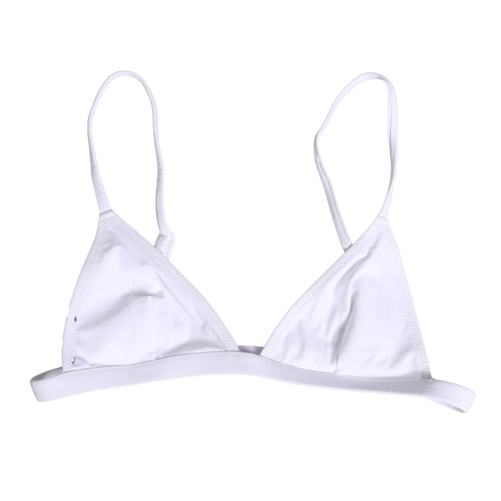 Dolce & Gabbana White Nylon Triangle Beachwear Bikini Top Swimwear