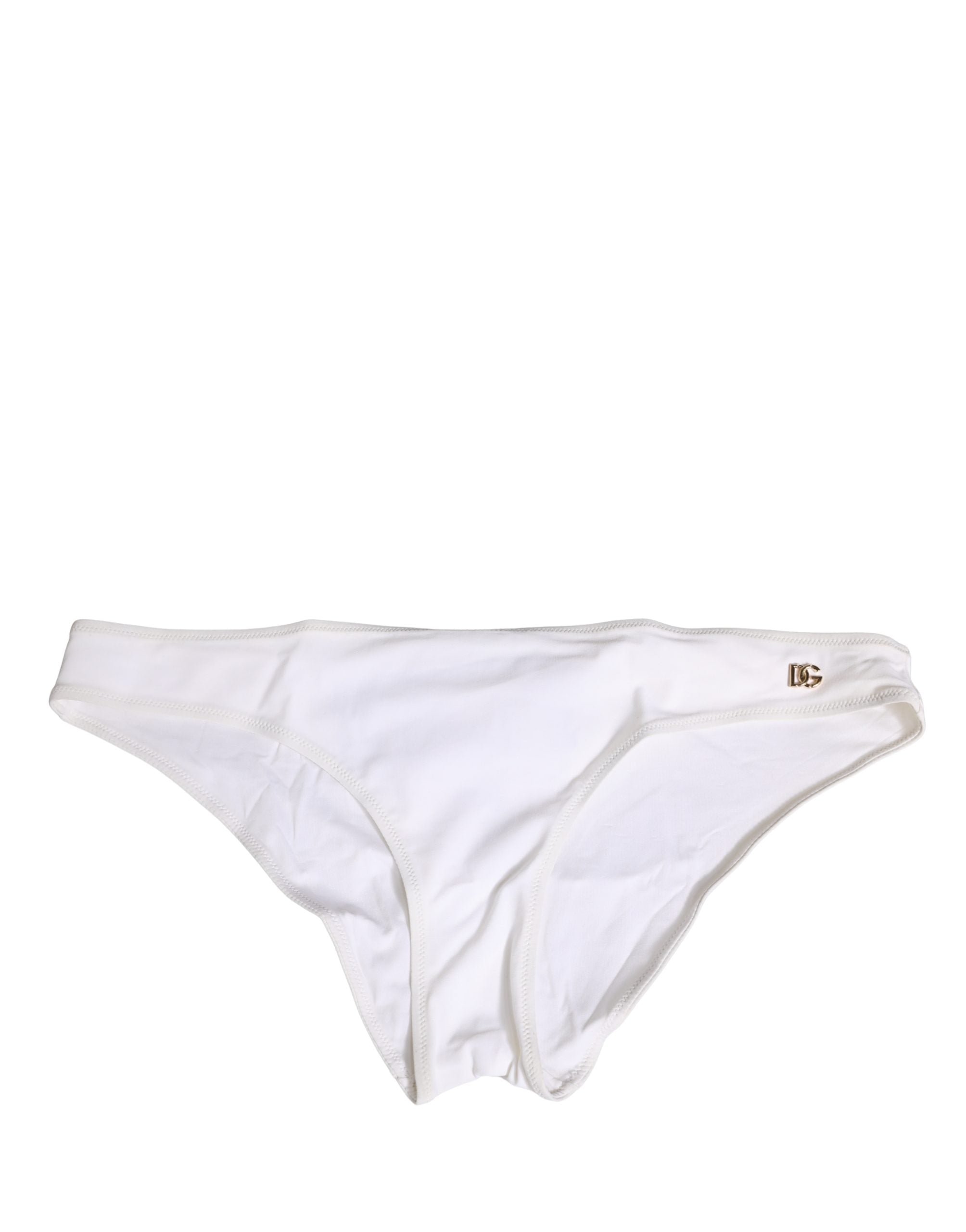 Dolce & Gabbana White DG Logo Plaque Bikini Bottom Underwear