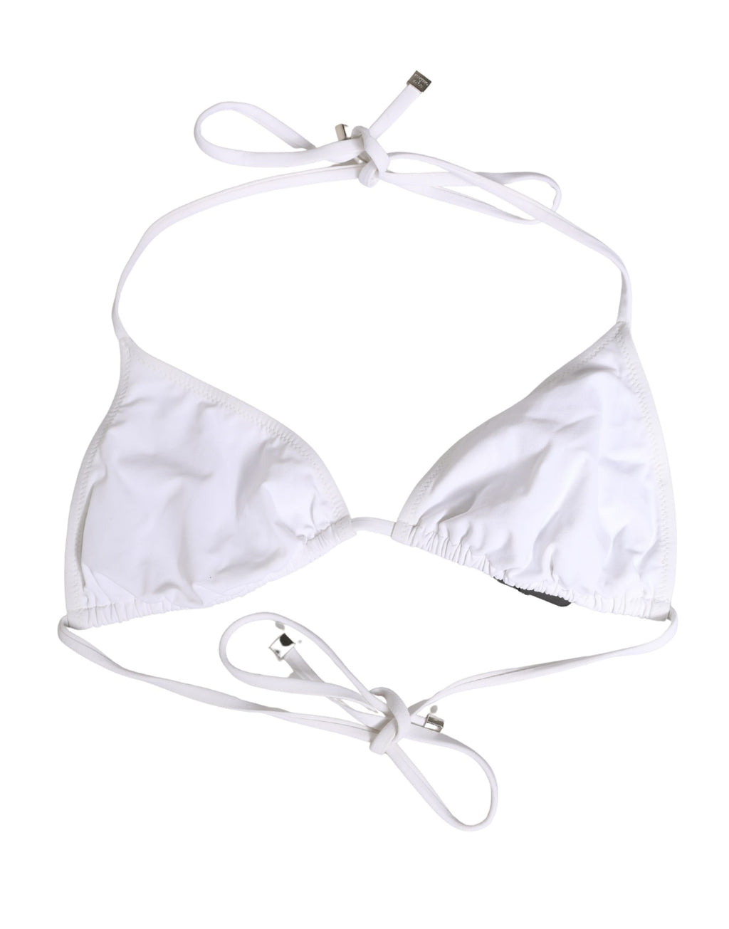 Dolce & Gabbana White Nylon Triangle Beachwear Bikini Top Swimwear