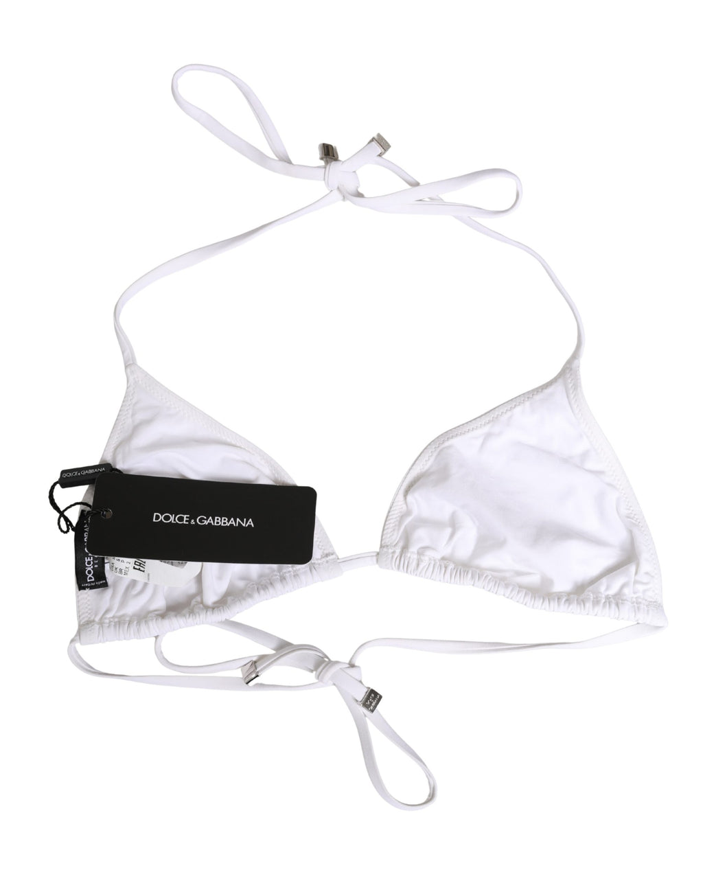 Dolce & Gabbana White Nylon Triangle Beachwear Bikini Top Swimwear