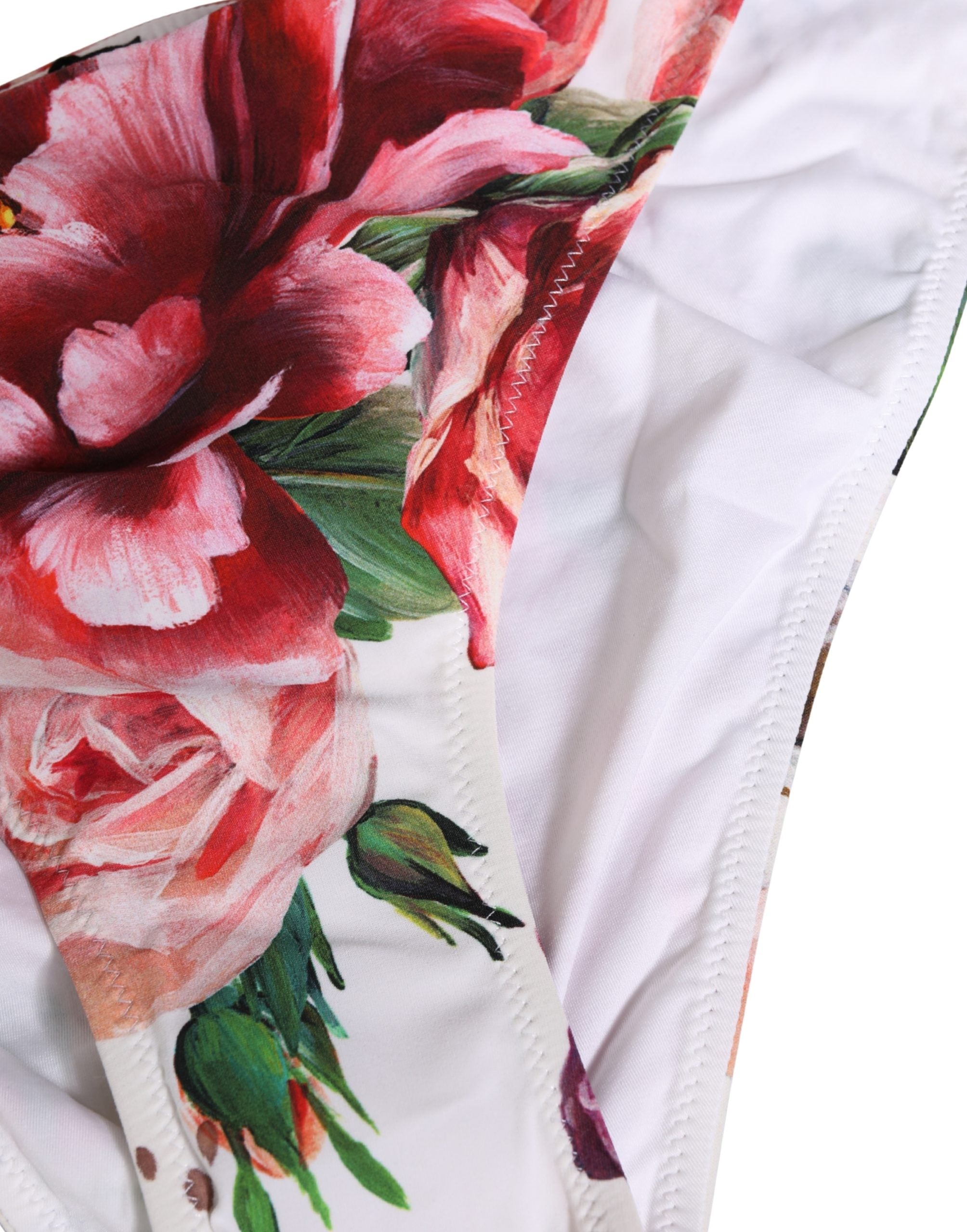 Dolce & Gabbana White Floral Print Swimsuit Bikini Bottom Swimwear