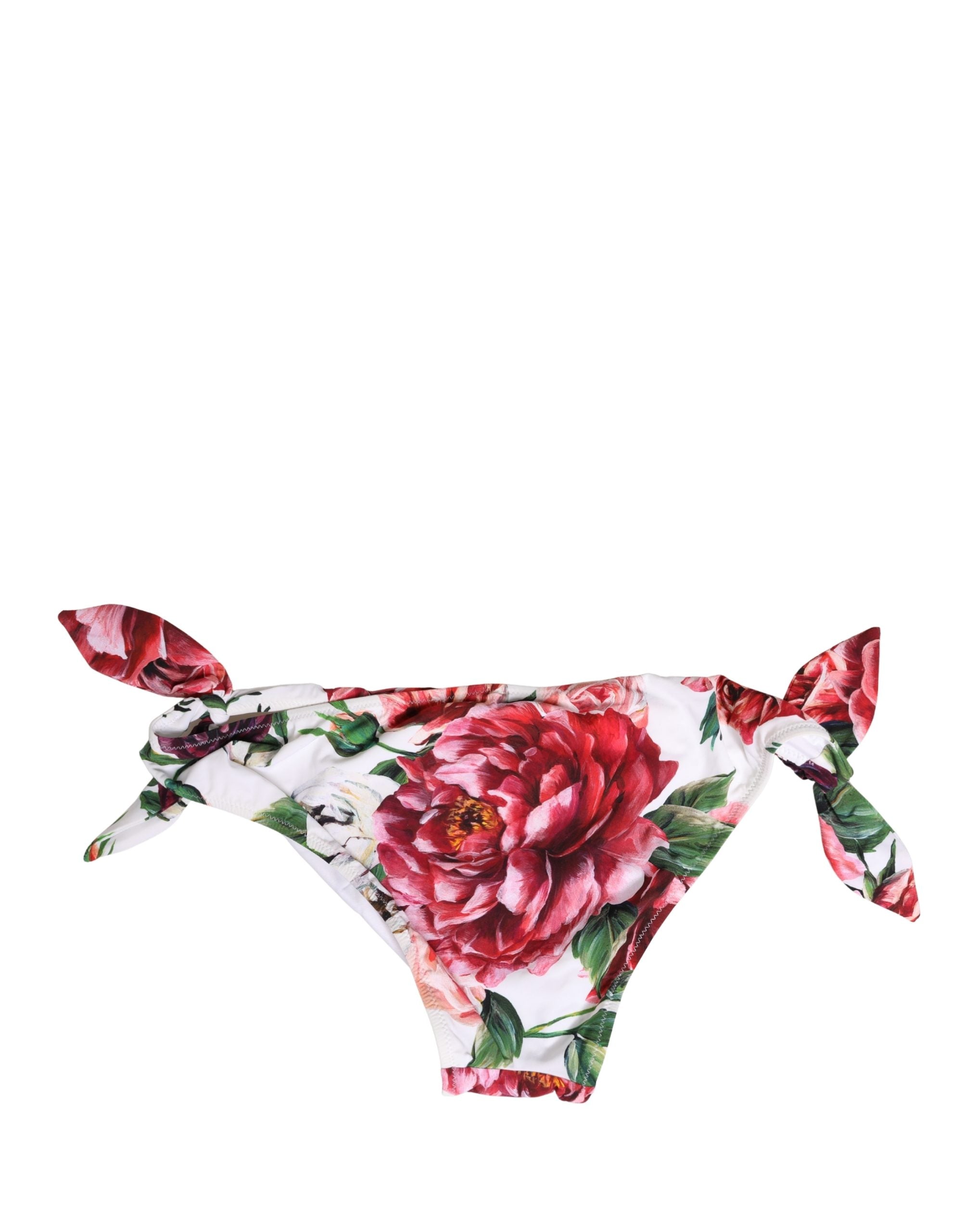Dolce & Gabbana White Floral Print Swimsuit Bikini Bottom Swimwear