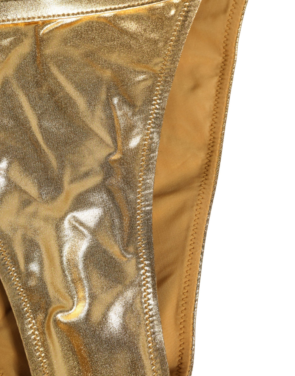 Dolce & Gabbana Gold-Tone Polyester Bikini Bottom Logo Swimwear