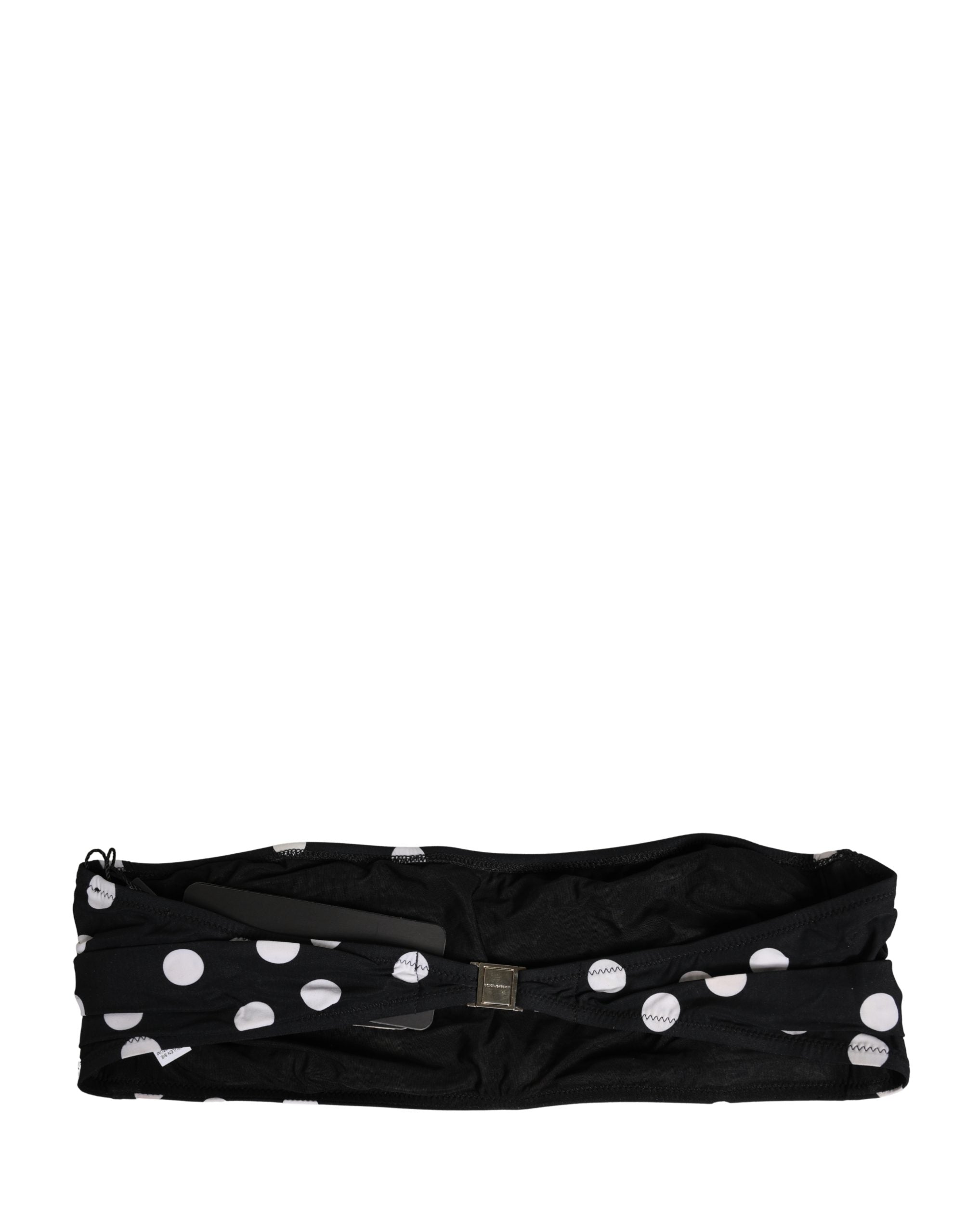 Dolce & Gabbana Black White Polka Dot Bandeau Beachwear Swimwear