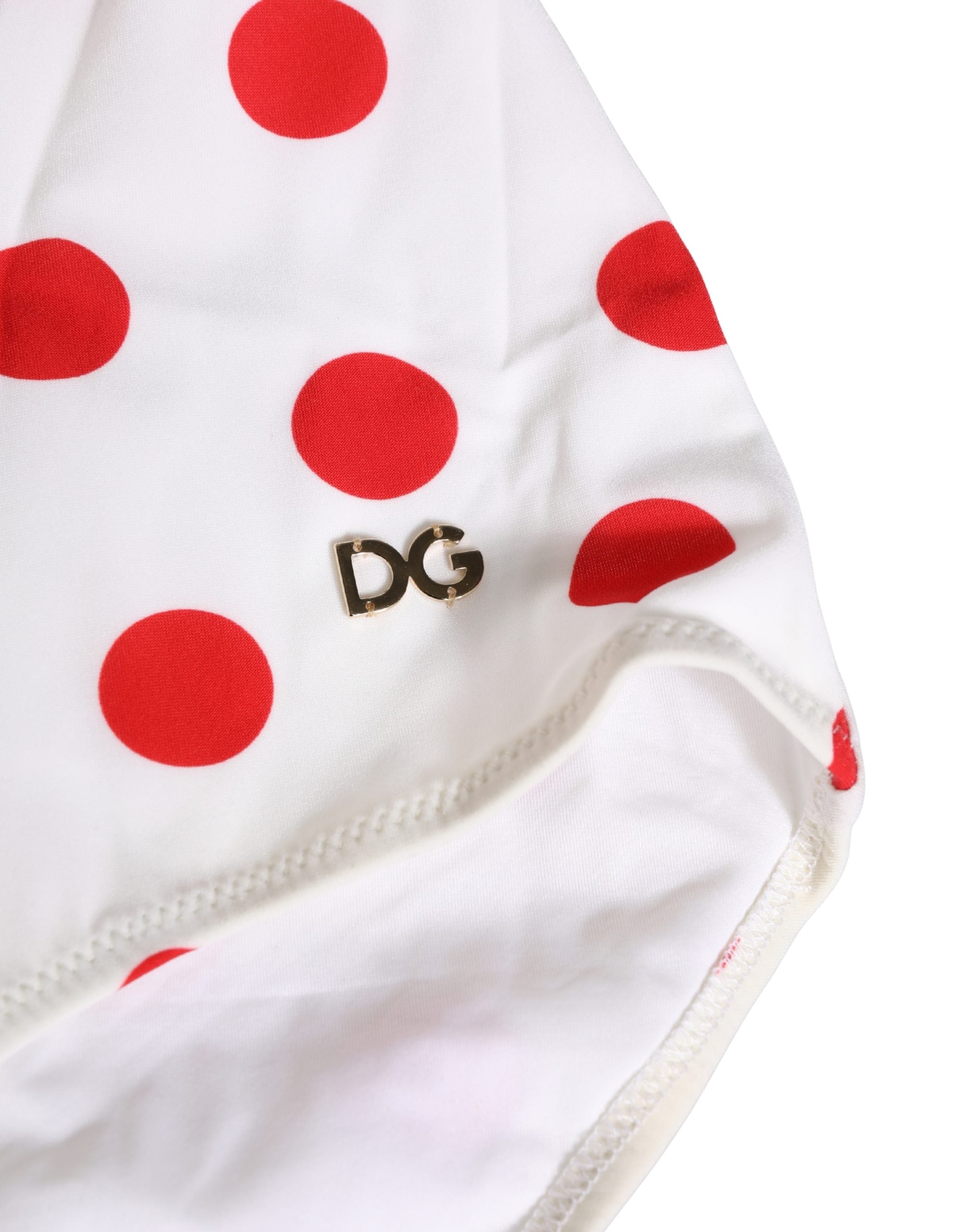 Dolce & Gabbana White Polka Dot One-Piece Swimsuit Swimwear