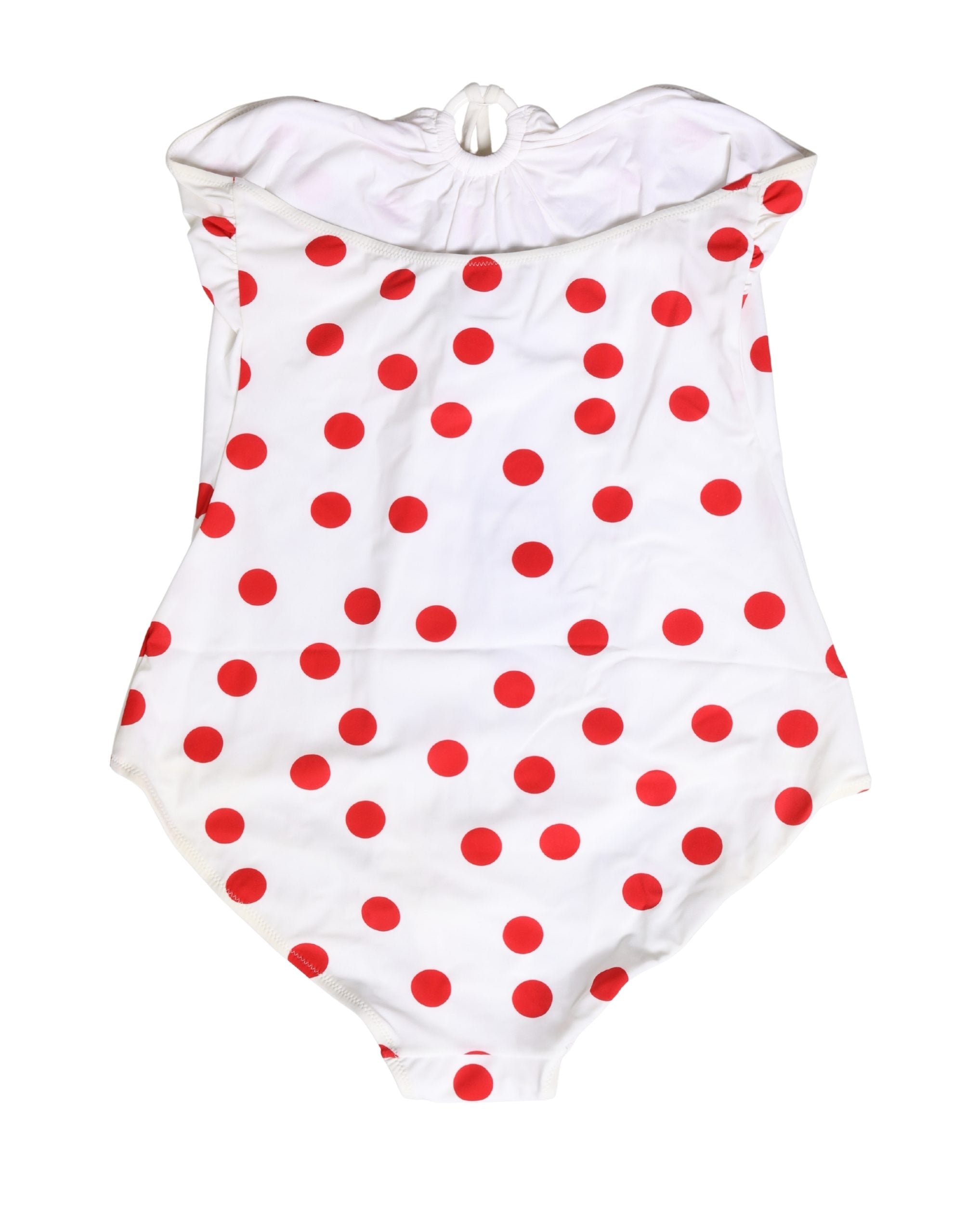 Dolce & Gabbana White Polka Dot One-Piece Swimsuit Swimwear