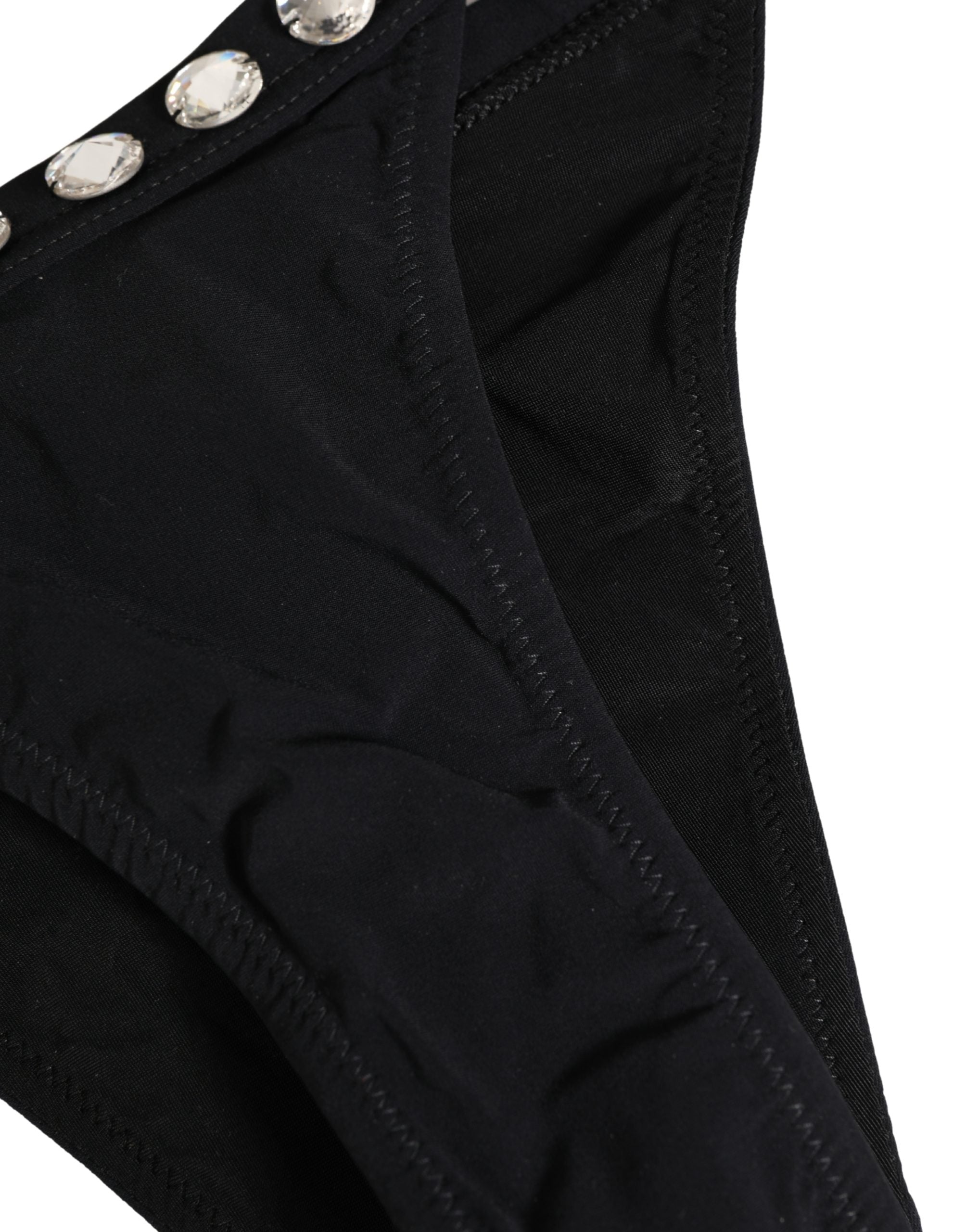 Dolce & Gabbana Black Crystal Embellished Bikini Bottom Swimwear