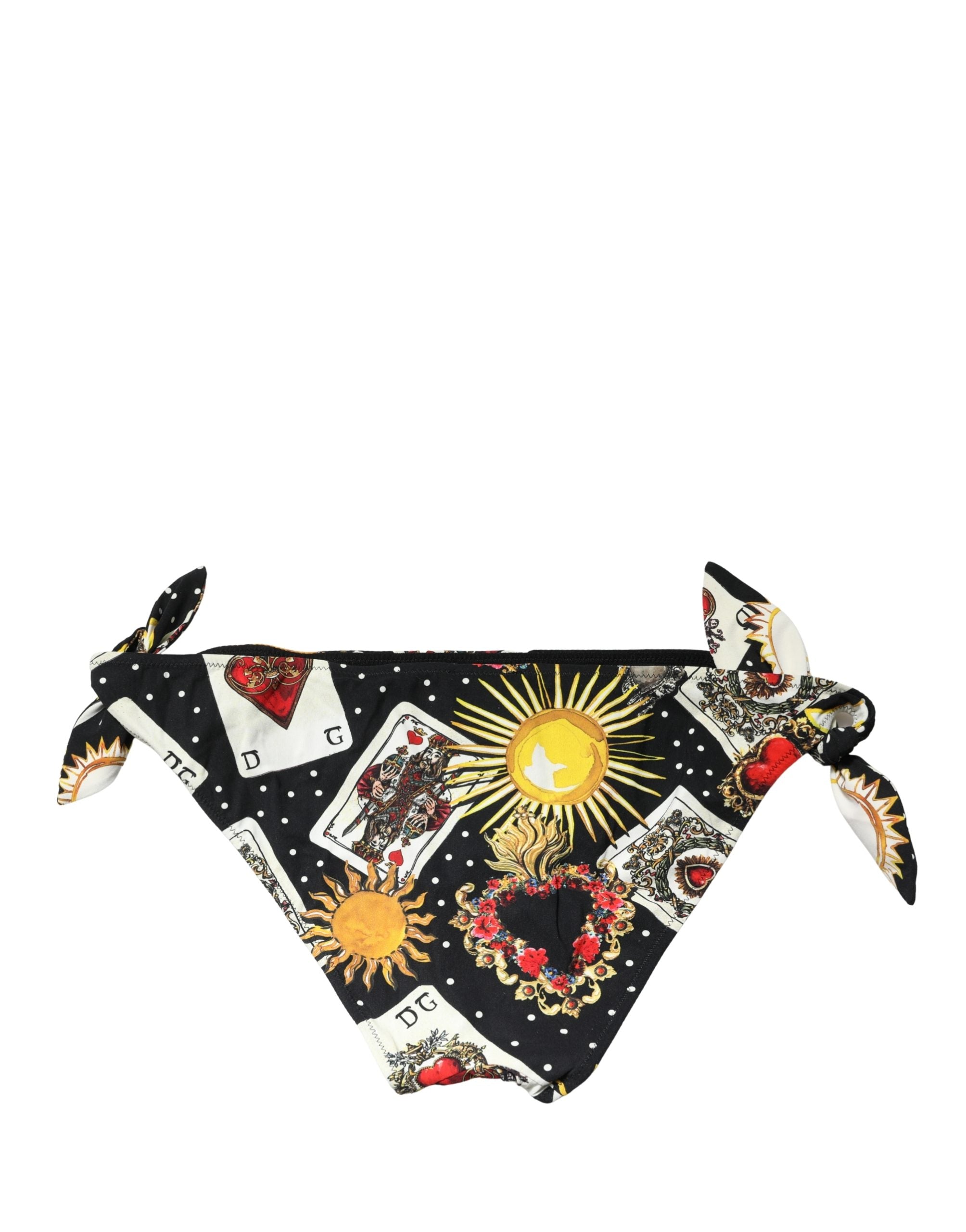 Dolce & Gabbana Black Graphic Cards Print Bikini Bottom Swimwear
