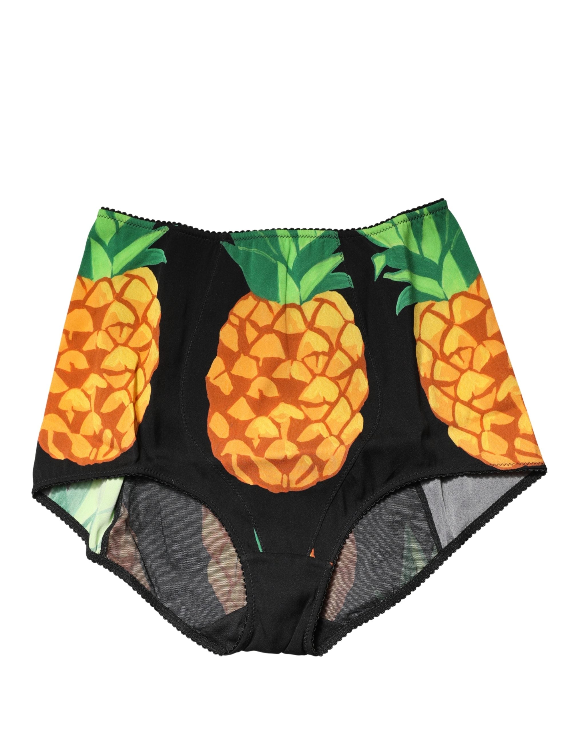 Dolce & Gabbana Black Pineapple High Waist Girdle Panty Underwear
