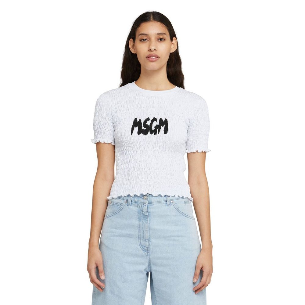 MSGM White Cotton T-Shirt