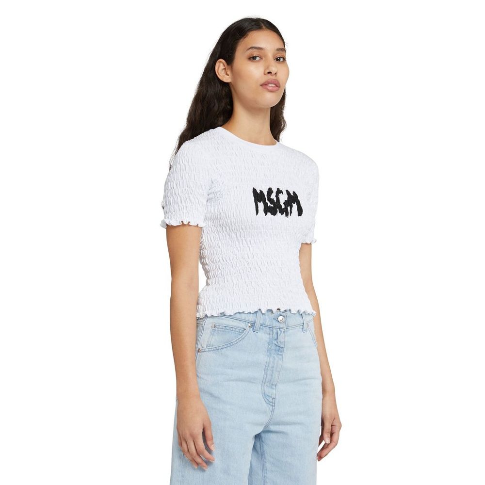 MSGM White Cotton T-Shirt