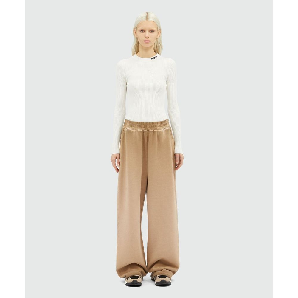 MSGM Beige Cotton Casual Pants