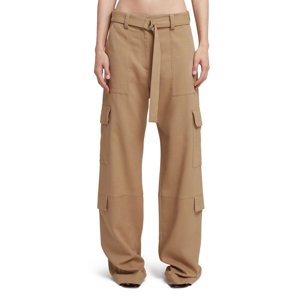 MSGM Beige Viscose Cargo Pants