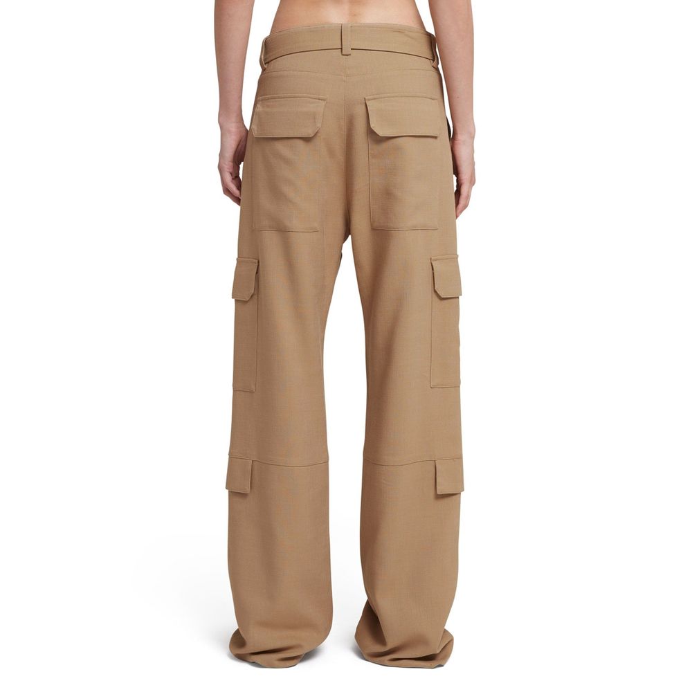 MSGM Beige Viscose Cargo Pants