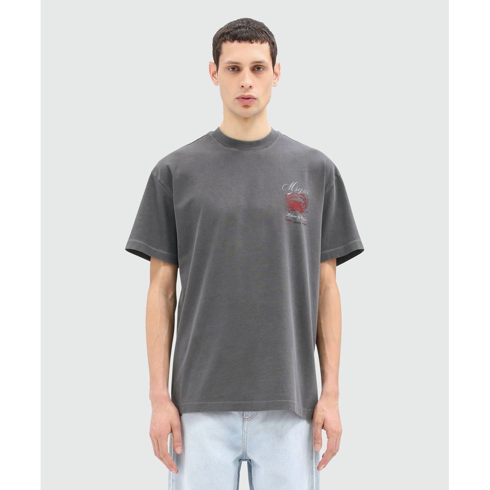 MSGM Gray Cotton T-Shirt