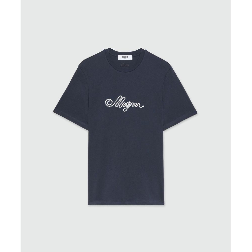 MSGM Blue Cotton T-Shirt
