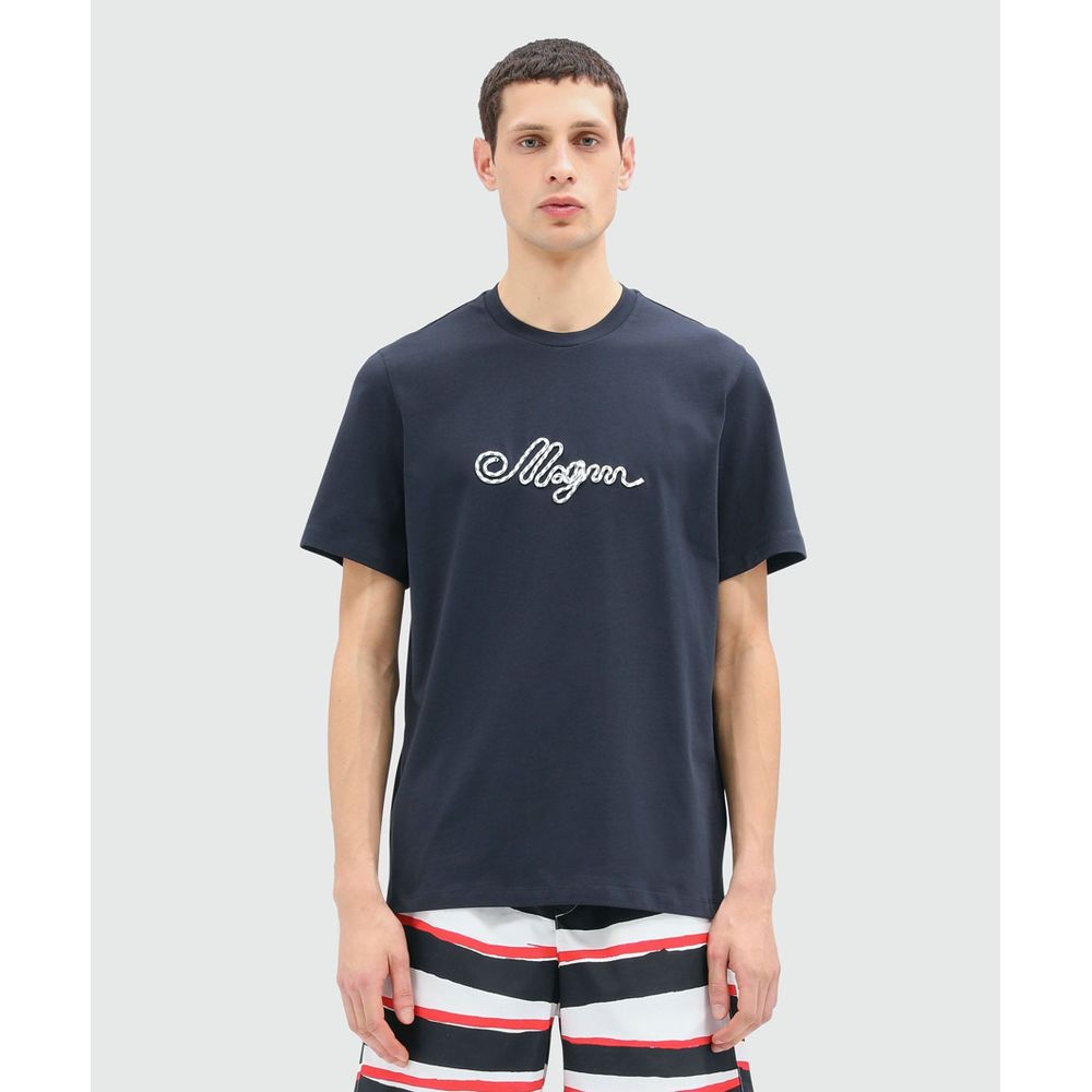 MSGM Blue Cotton T-Shirt