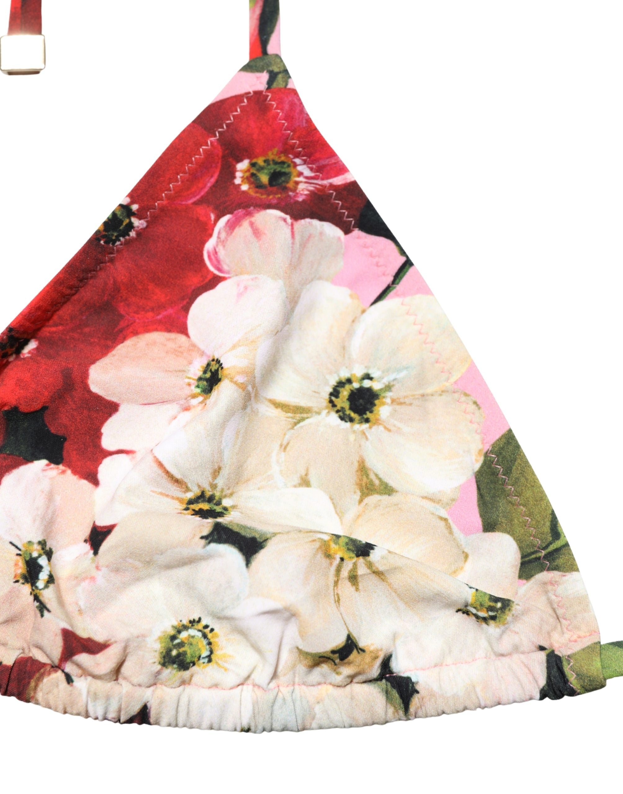 Dolce & Gabbana Multicolor Floral Triangle Bikini Top Swimwear
