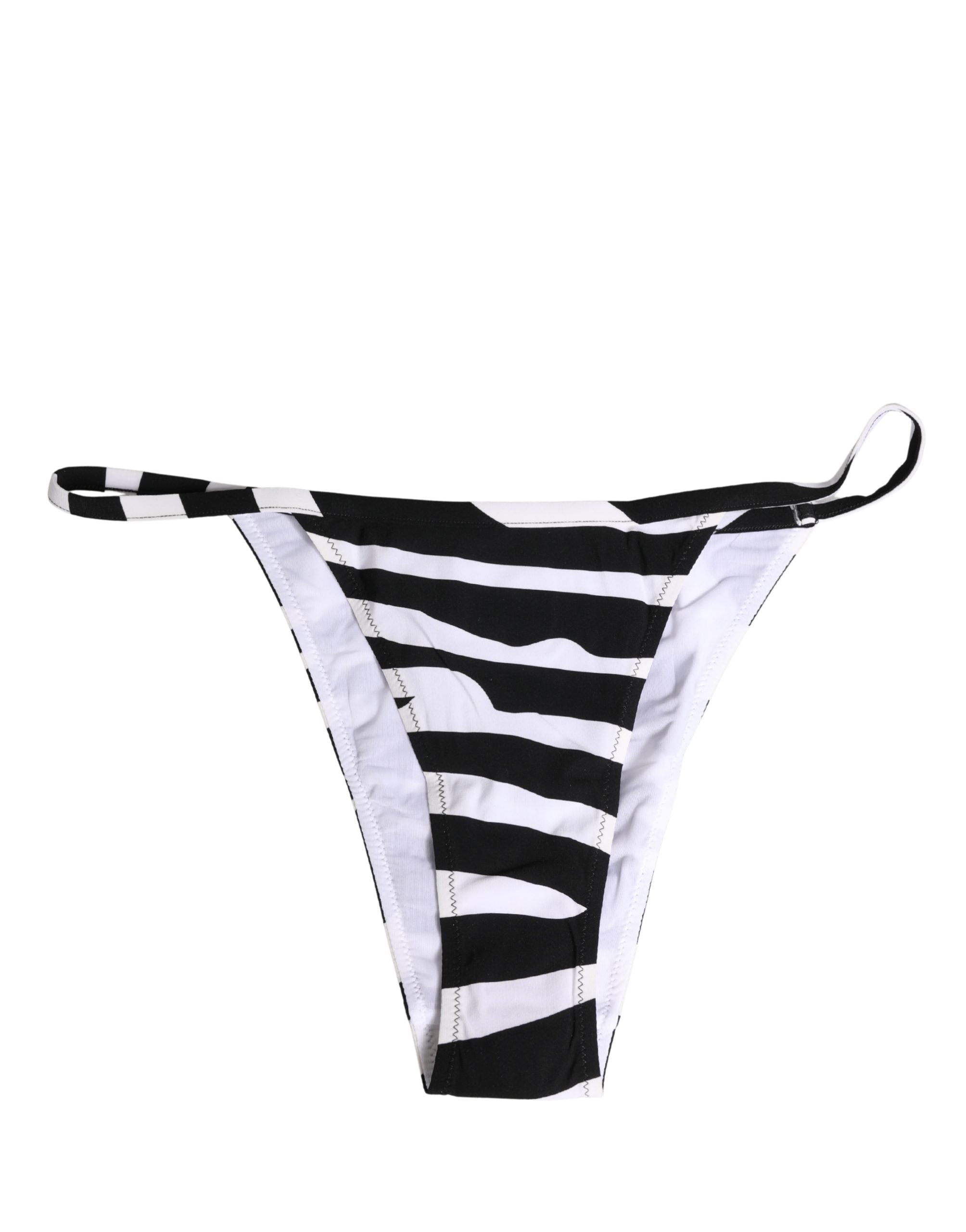 Dolce & Gabbana Black White Zebra Bikini Top Bottom Swimwear