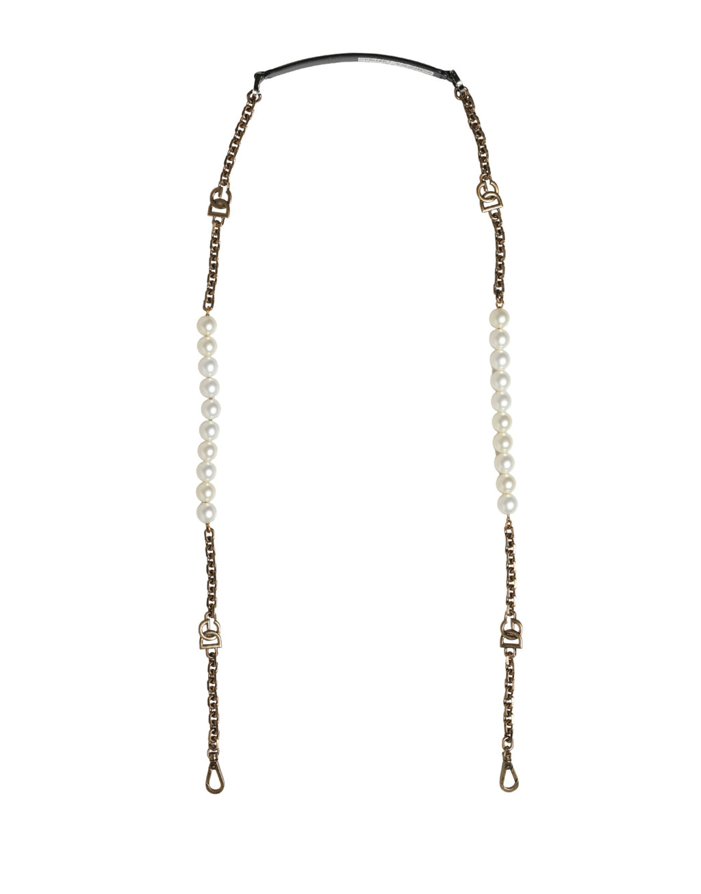 Dolce & Gabbana Black Leather Gold Chain Bag Accessory Shoulder Strap